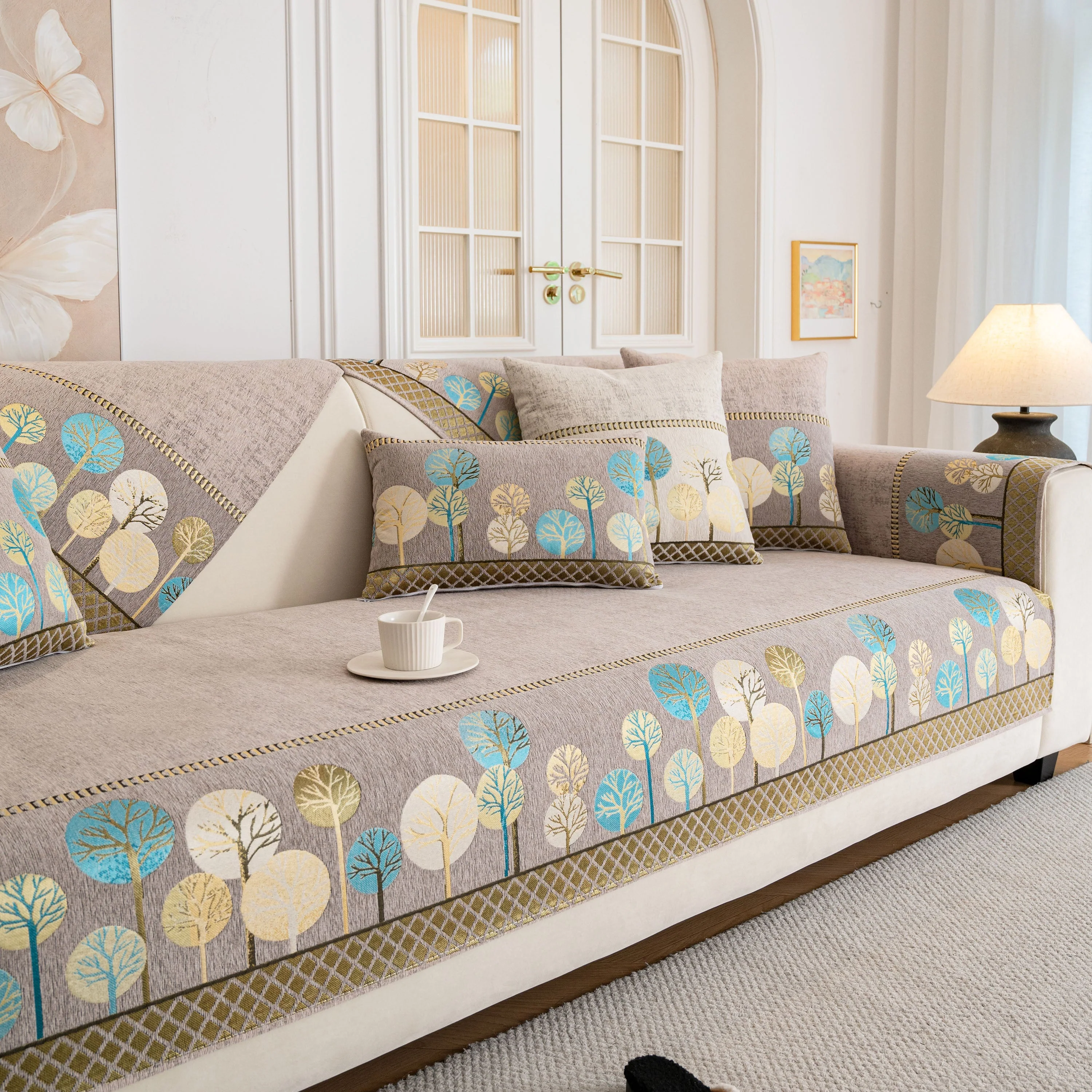 Sofa Cover for Couch, Non-Slip Sectional Couch Cover with Woven Tree Pattern - Image 31