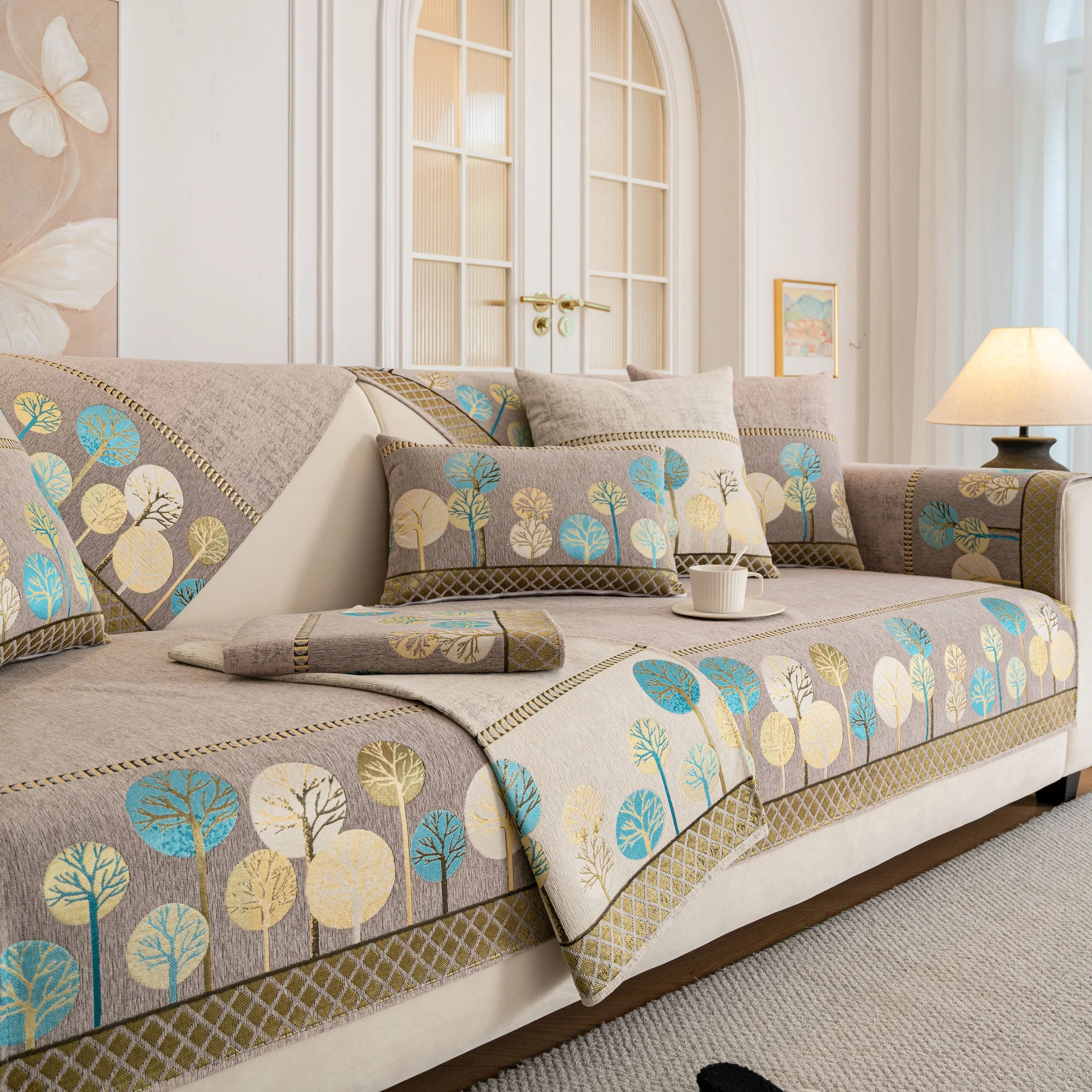 Sofa Cover for Couch, Non-Slip Sectional Couch Cover with Woven Tree Pattern - Image 32