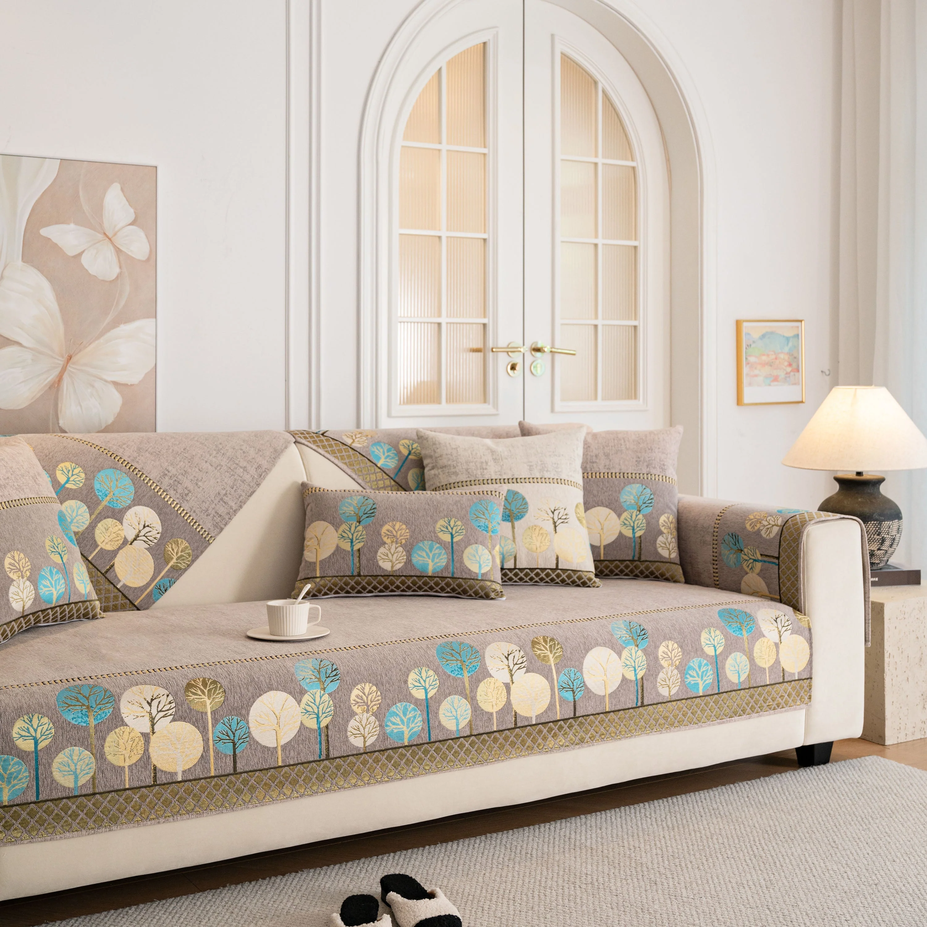 Sofa Cover for Couch, Non-Slip Sectional Couch Cover with Woven Tree Pattern - Image 35