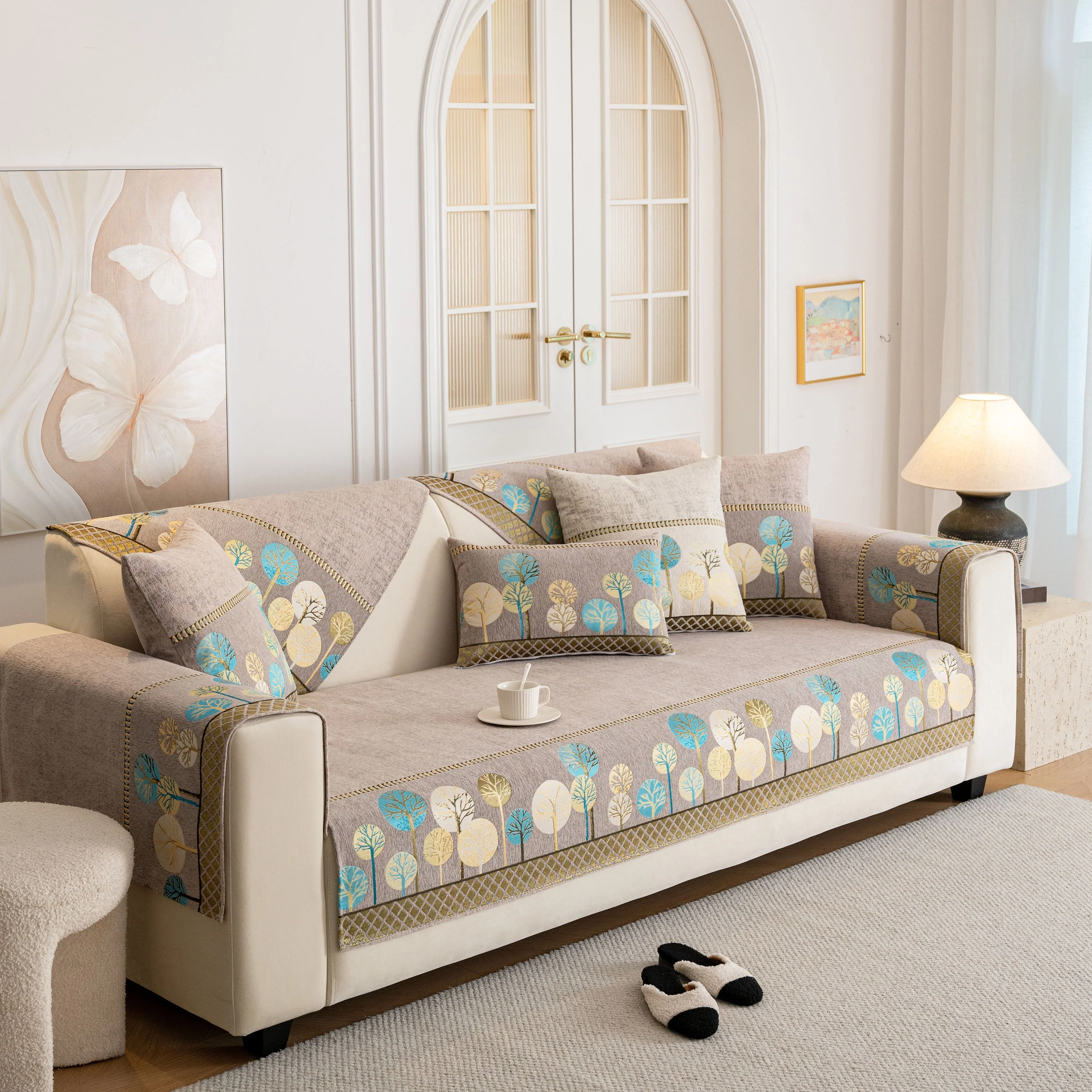 Sofa Cover for Couch, Non-Slip Sectional Couch Cover with Woven Tree Pattern - Image 36