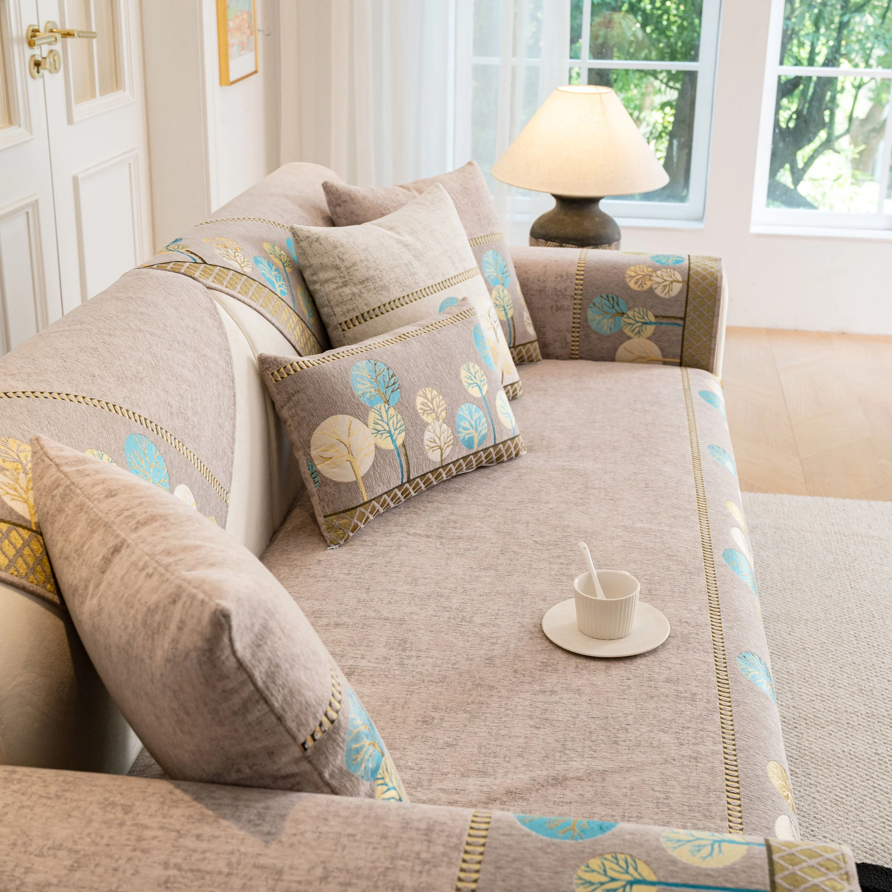Sofa Cover for Couch, Non-Slip Sectional Couch Cover with Woven Tree Pattern - Image 37