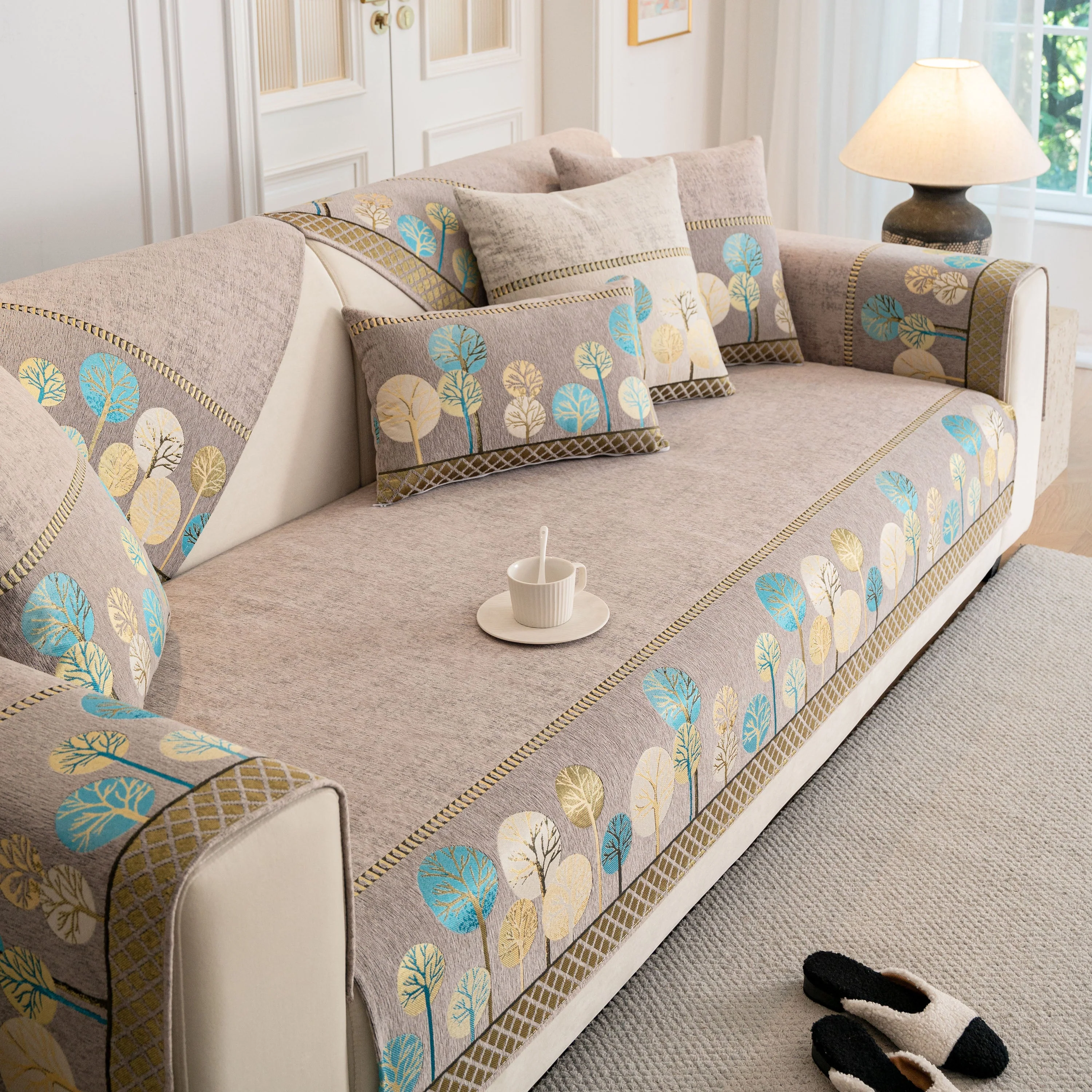 Sofa Cover for Couch, Non-Slip Sectional Couch Cover with Woven Tree Pattern - Image 39