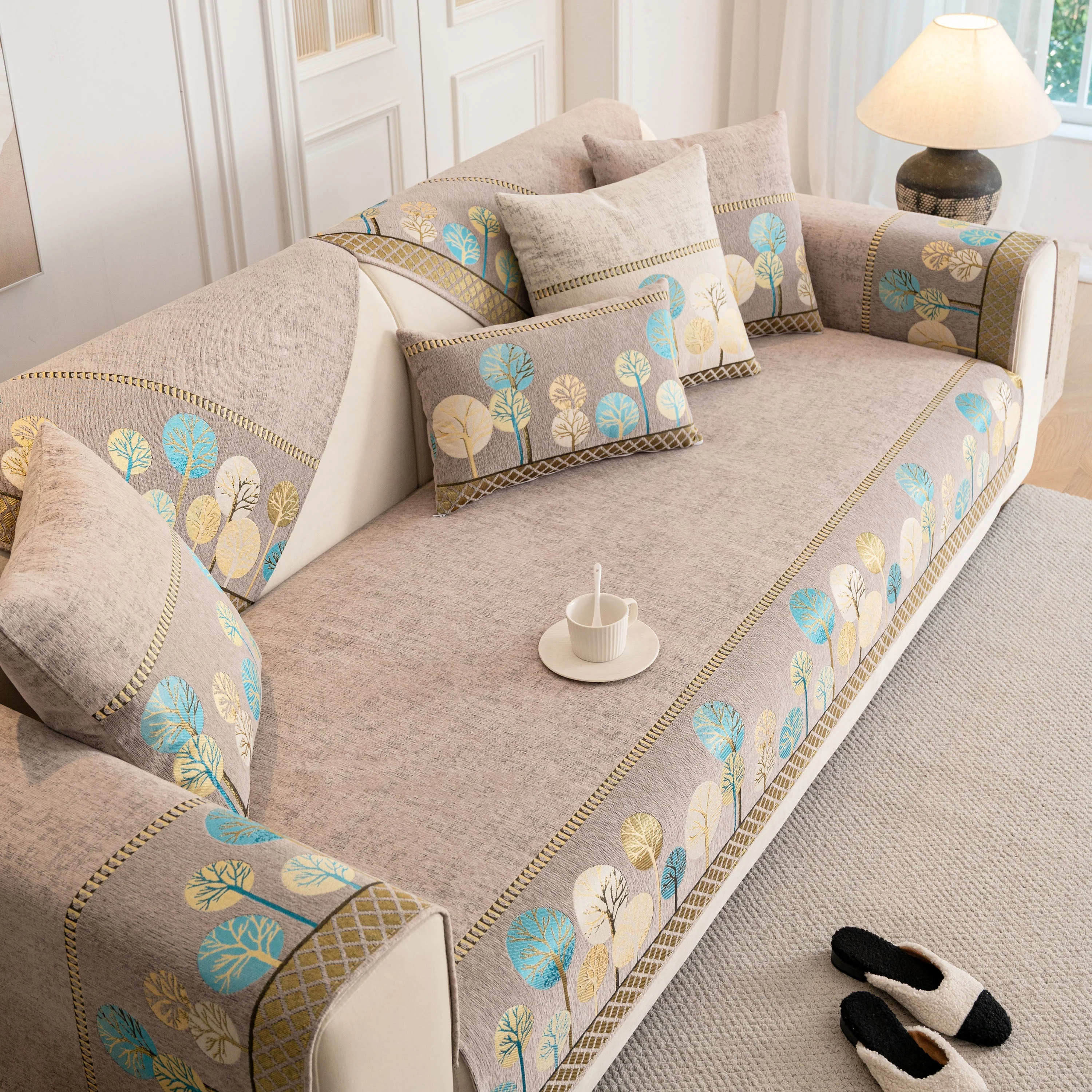 Sofa Cover for Couch, Non-Slip Sectional Couch Cover with Woven Tree Pattern - Image 40