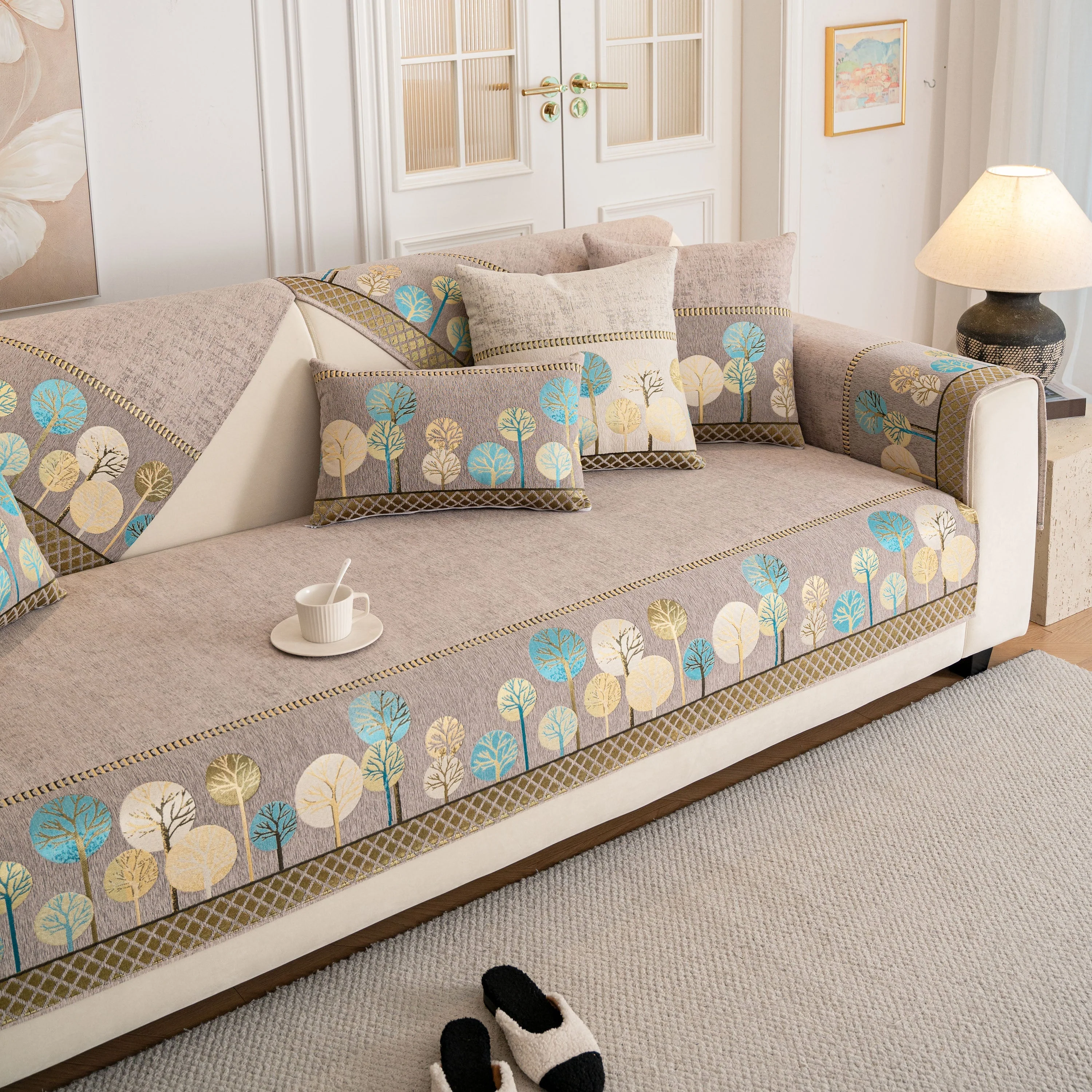 Sofa Cover for Couch, Non-Slip Sectional Couch Cover with Woven Tree Pattern - Image 41