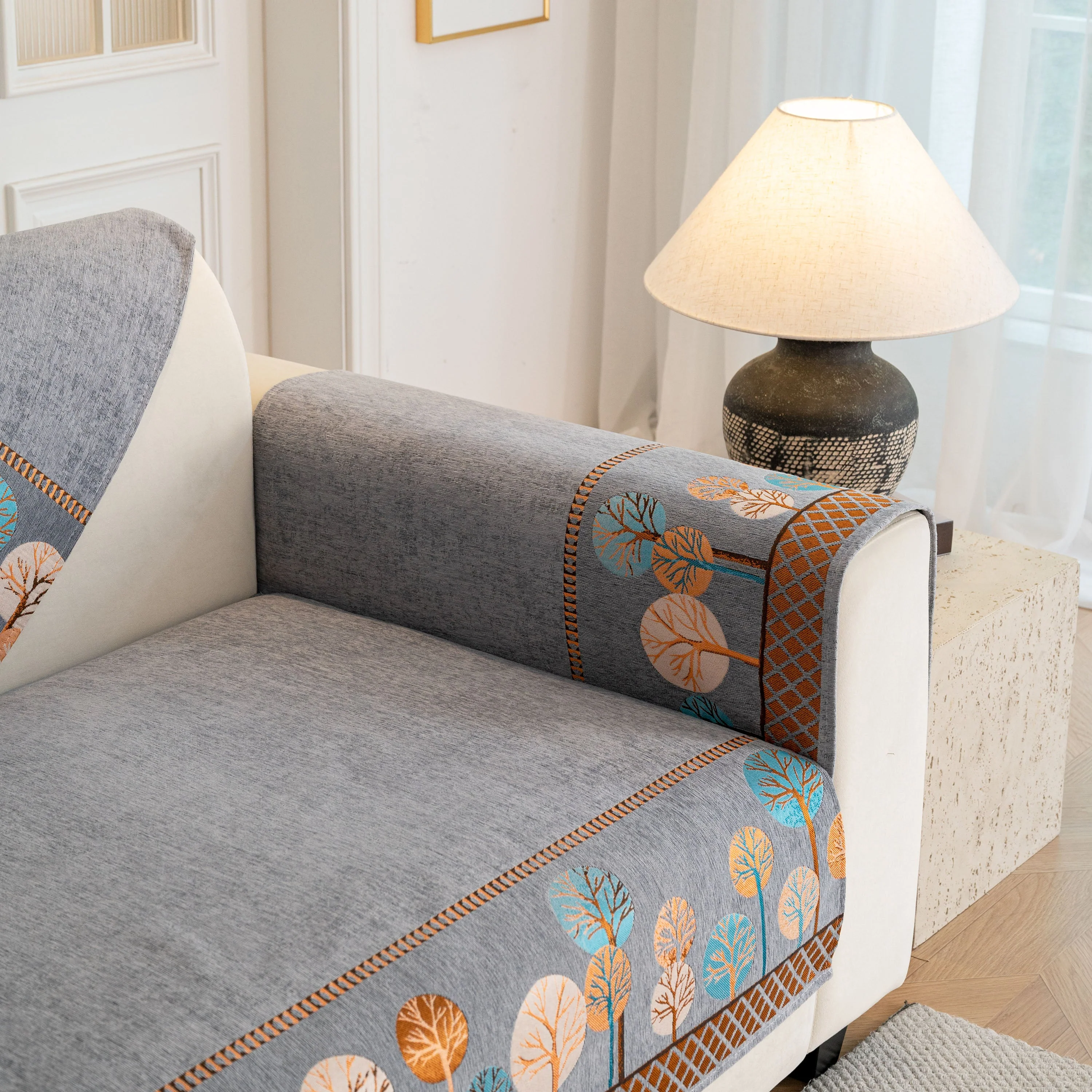 Sofa Cover for Couch, Non-Slip Sectional Couch Cover with Woven Tree Pattern - Image 45