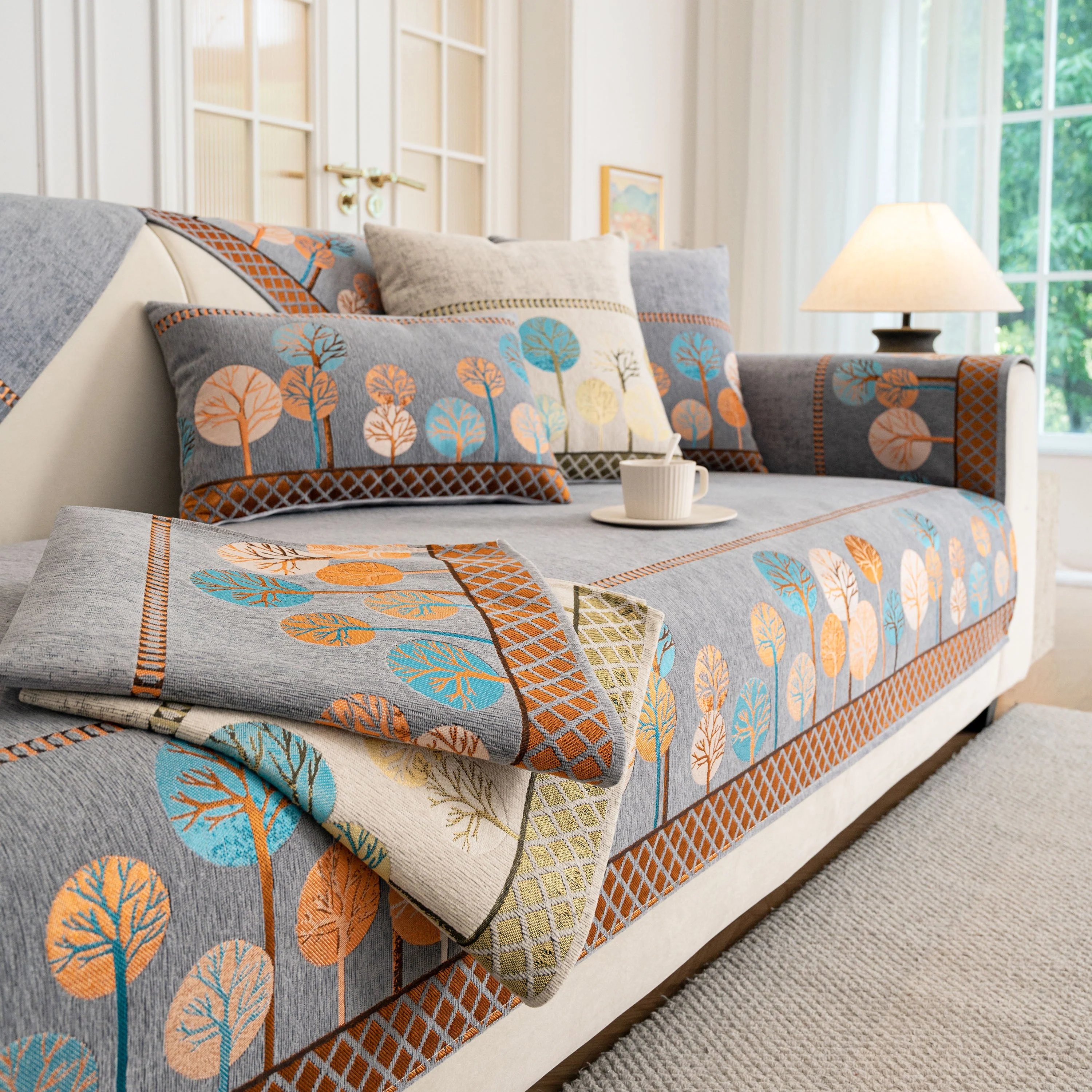 Sofa Cover for Couch, Non-Slip Sectional Couch Cover with Woven Tree Pattern - Image 50