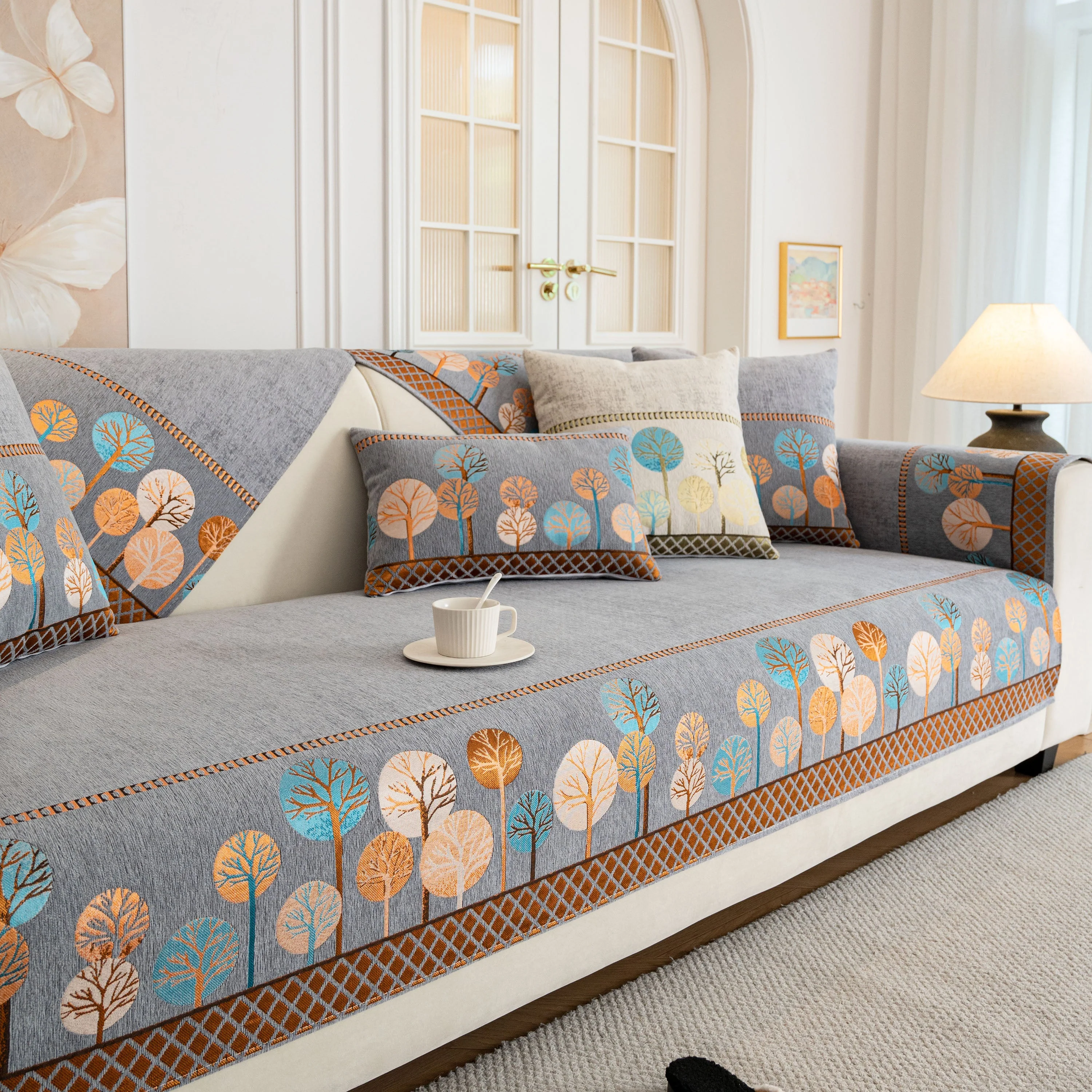 Sofa Cover for Couch, Non-Slip Sectional Couch Cover with Woven Tree Pattern - Image 51