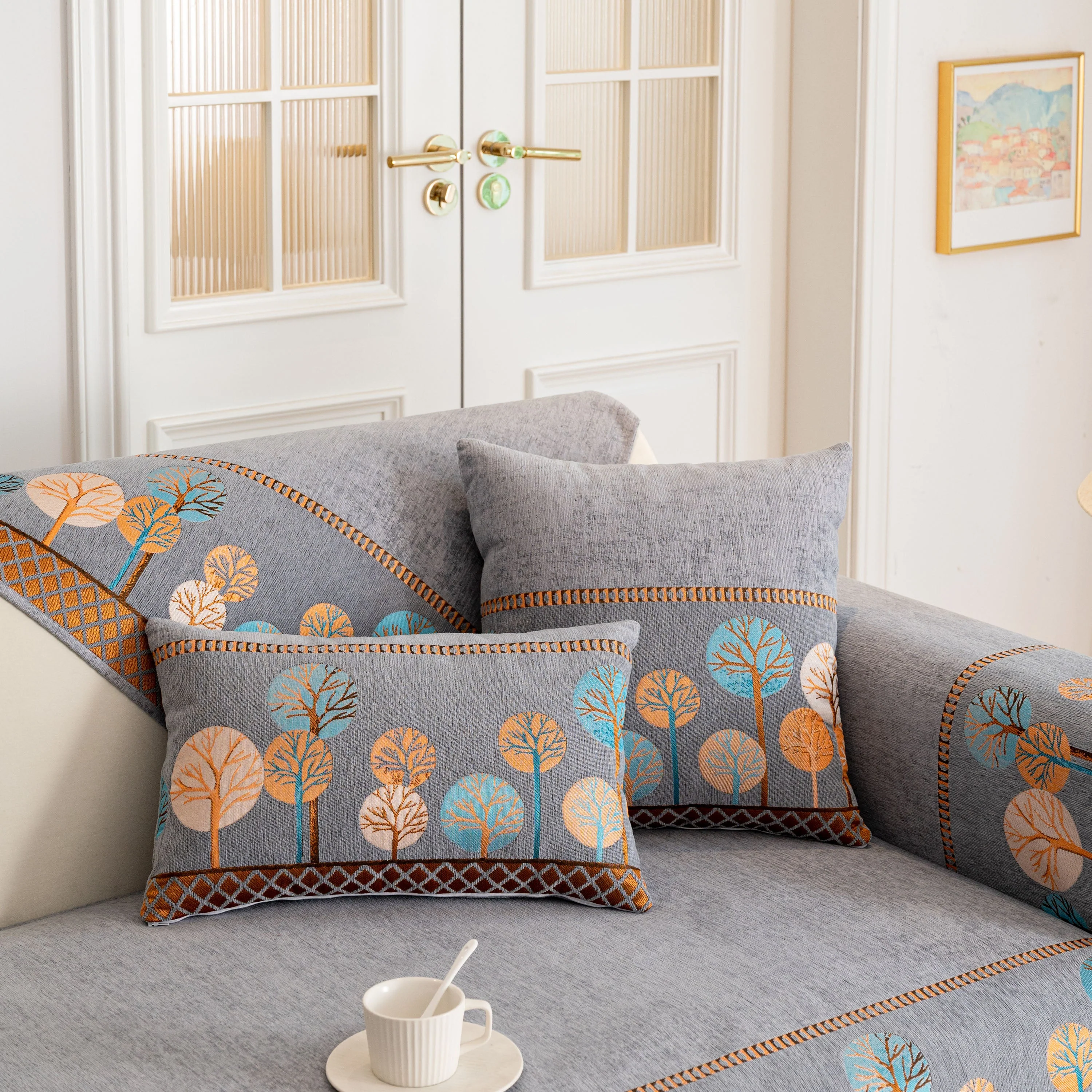 Sofa Cover for Couch, Non-Slip Sectional Couch Cover with Woven Tree Pattern - Image 52