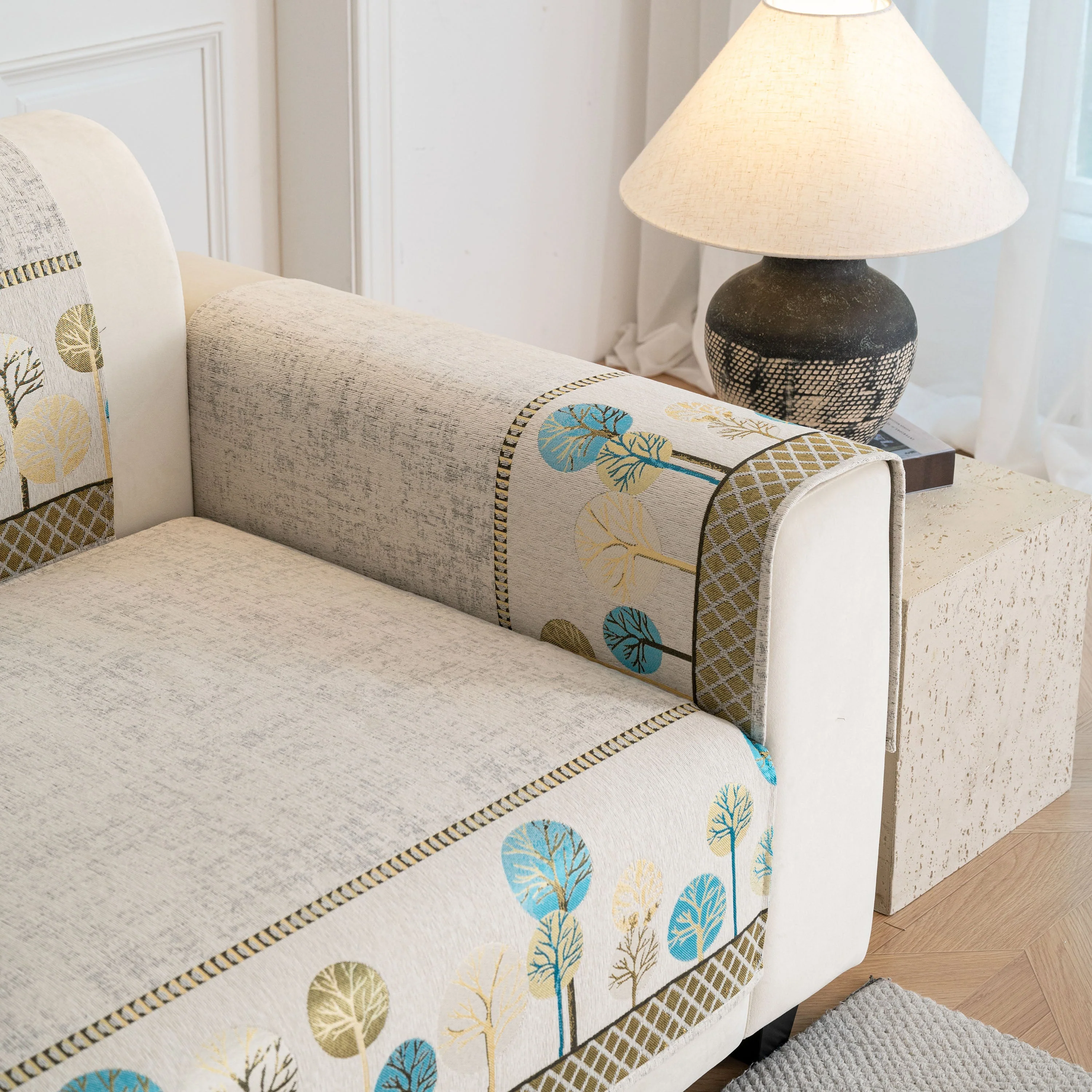 Sofa Cover for Couch, Non-Slip Sectional Couch Cover with Woven Tree Pattern - Image 56