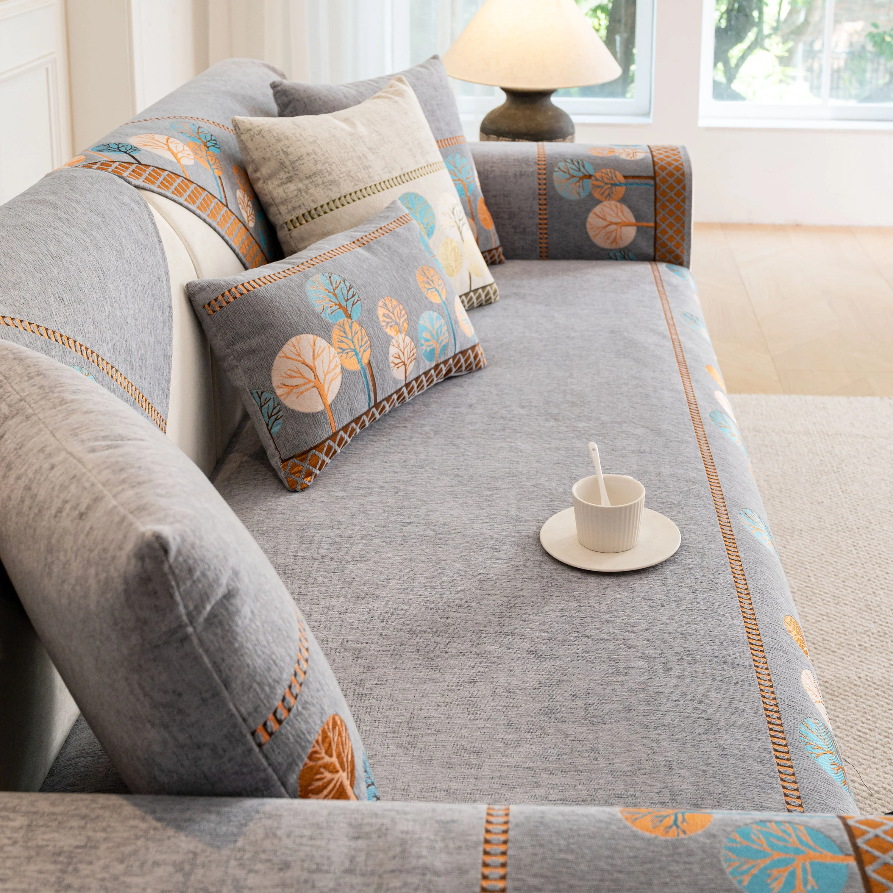 Sofa Cover for Couch, Non-Slip Sectional Couch Cover with Woven Tree Pattern - Image 58