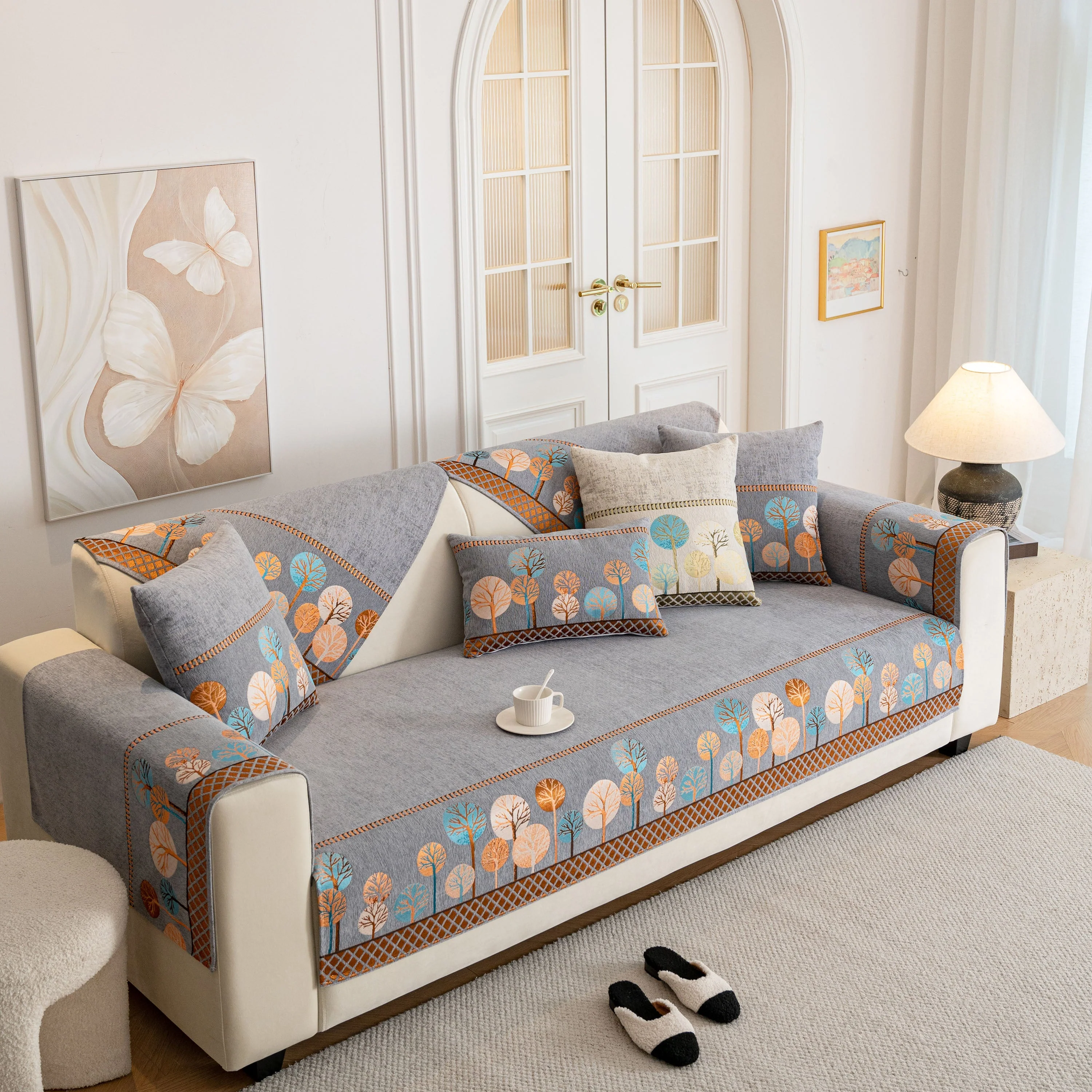 Sofa Cover for Couch, Non-Slip Sectional Couch Cover with Woven Tree Pattern - Image 60