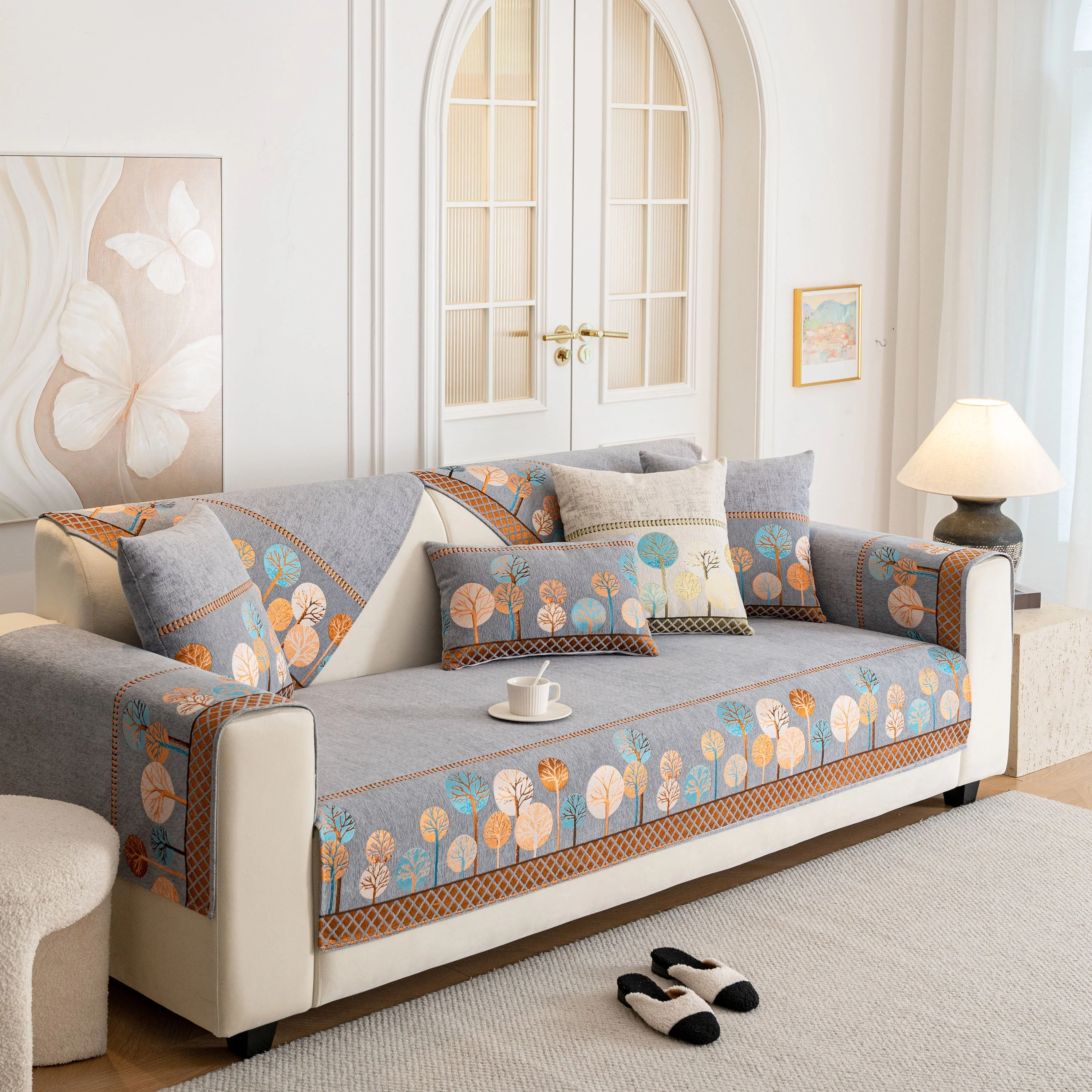 Sofa Cover for Couch, Non-Slip Sectional Couch Cover with Woven Tree Pattern - Image 61
