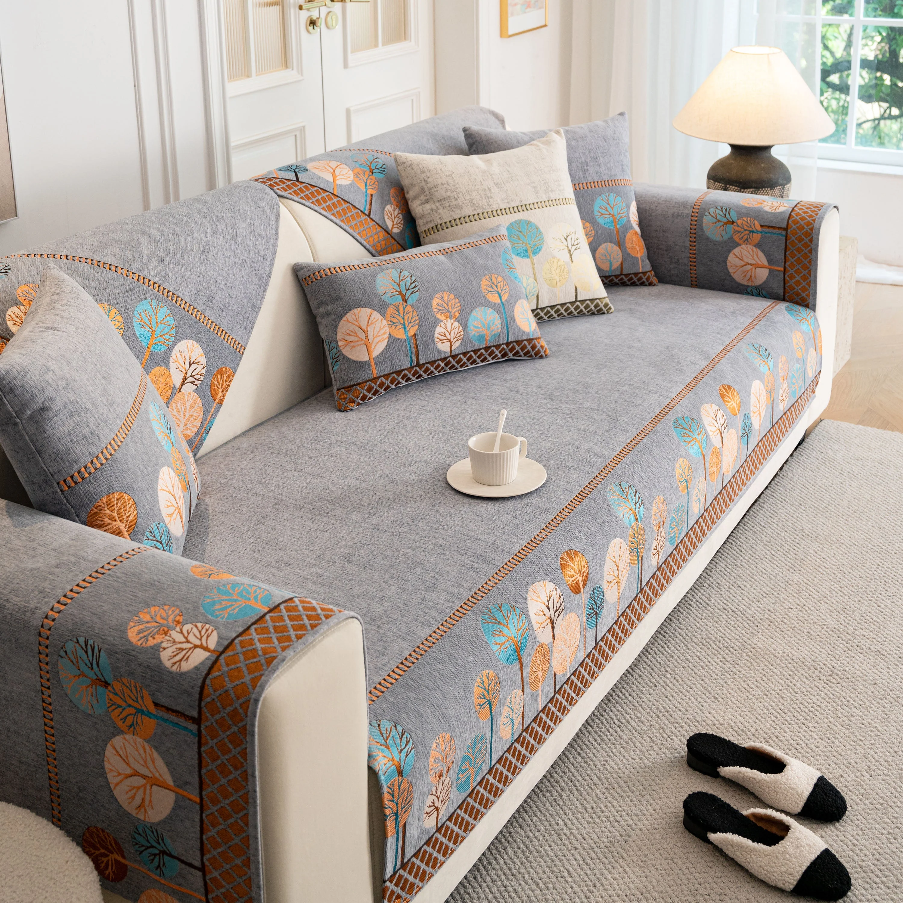 Sofa Cover for Couch, Non-Slip Sectional Couch Cover with Woven Tree Pattern - Image 63