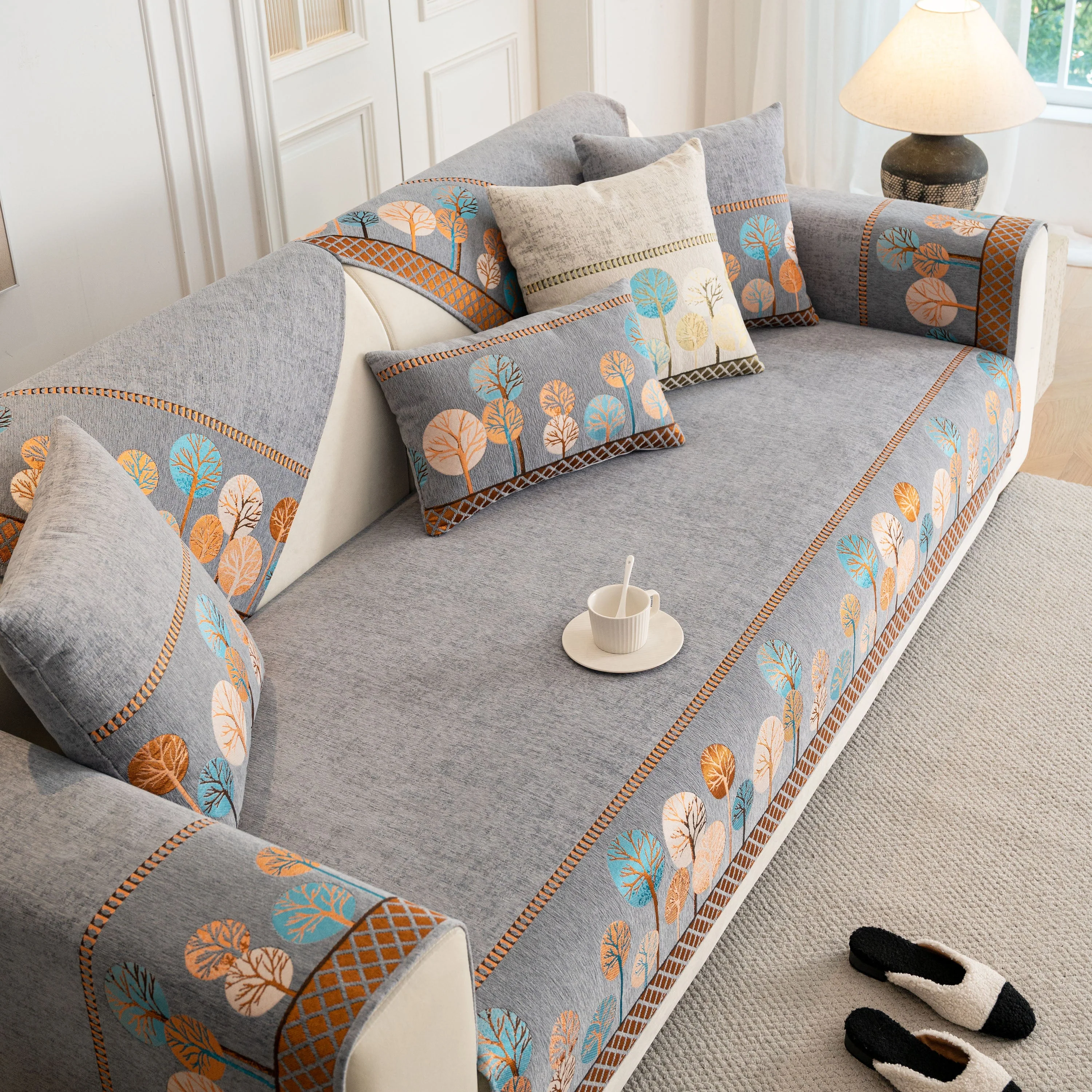 Sofa Cover for Couch, Non-Slip Sectional Couch Cover with Woven Tree Pattern - Image 64