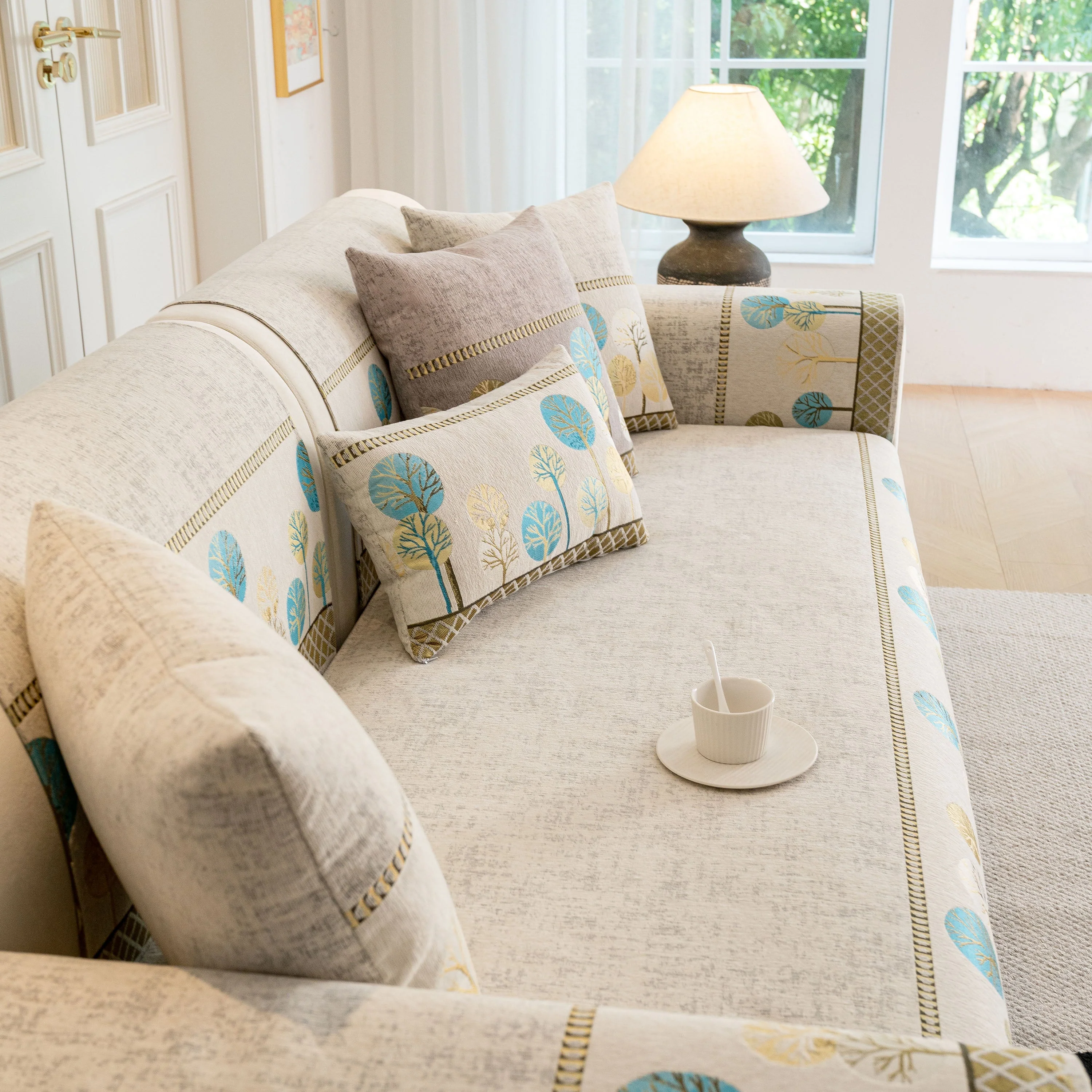 Sofa Cover for Couch, Non-Slip Sectional Couch Cover with Woven Tree Pattern - Image 68