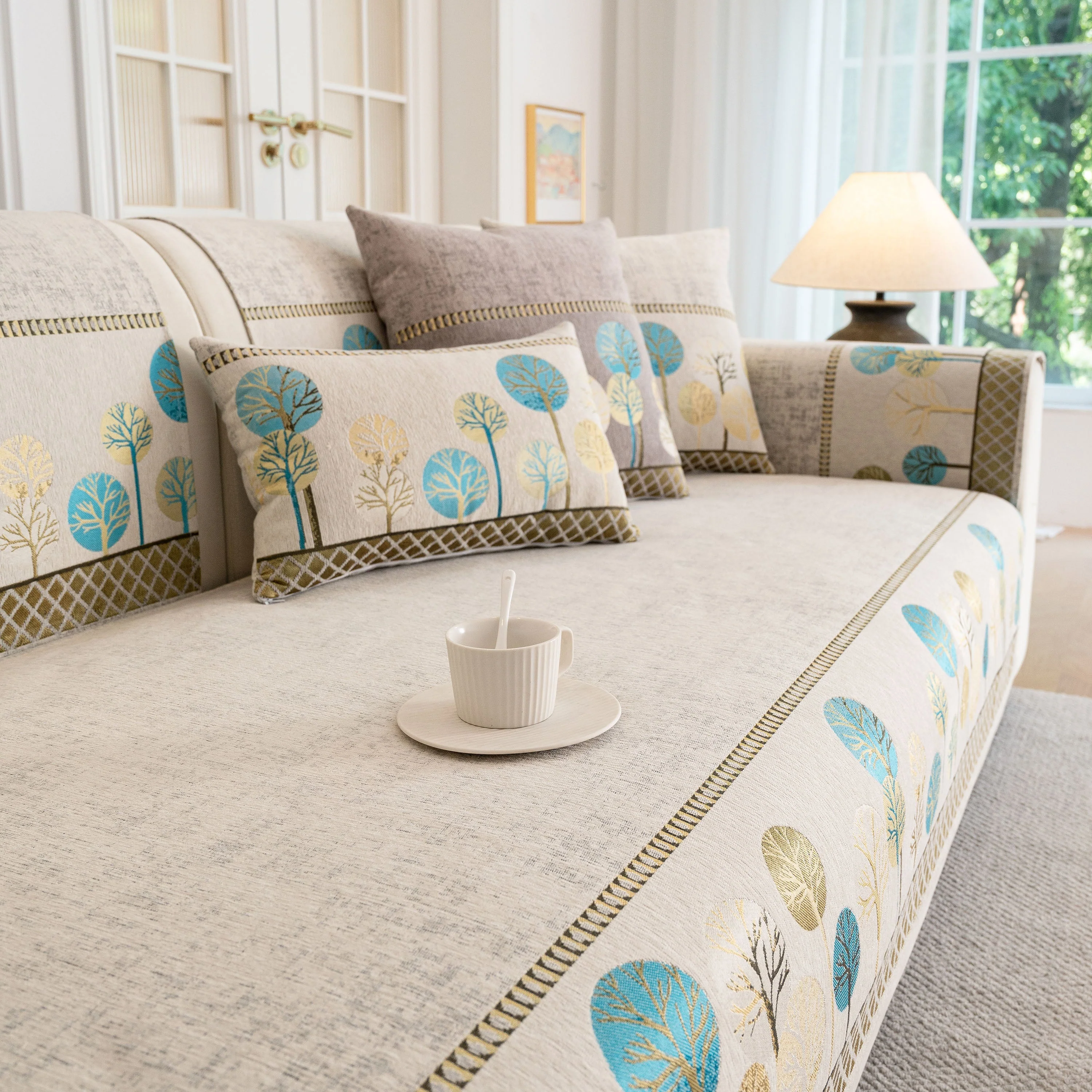 Sofa Cover for Couch, Non-Slip Sectional Couch Cover with Woven Tree Pattern - Image 69