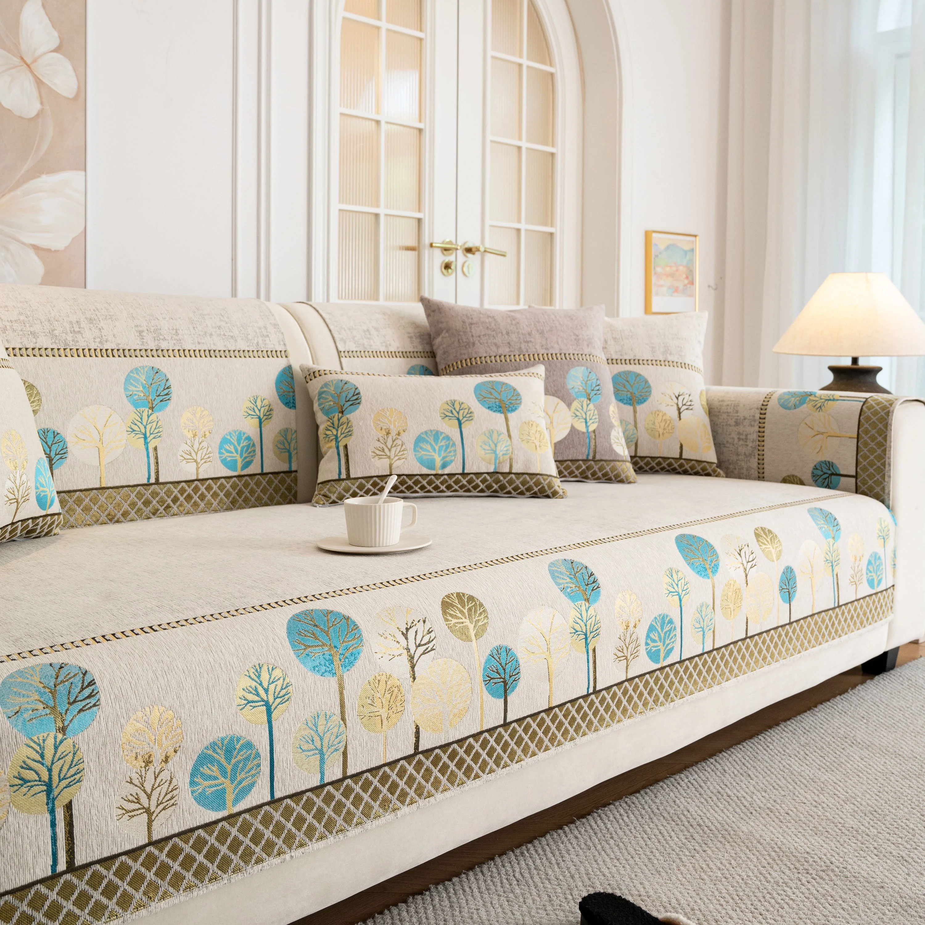 Sofa Cover for Couch, Non-Slip Sectional Couch Cover with Woven Tree Pattern - Image 70