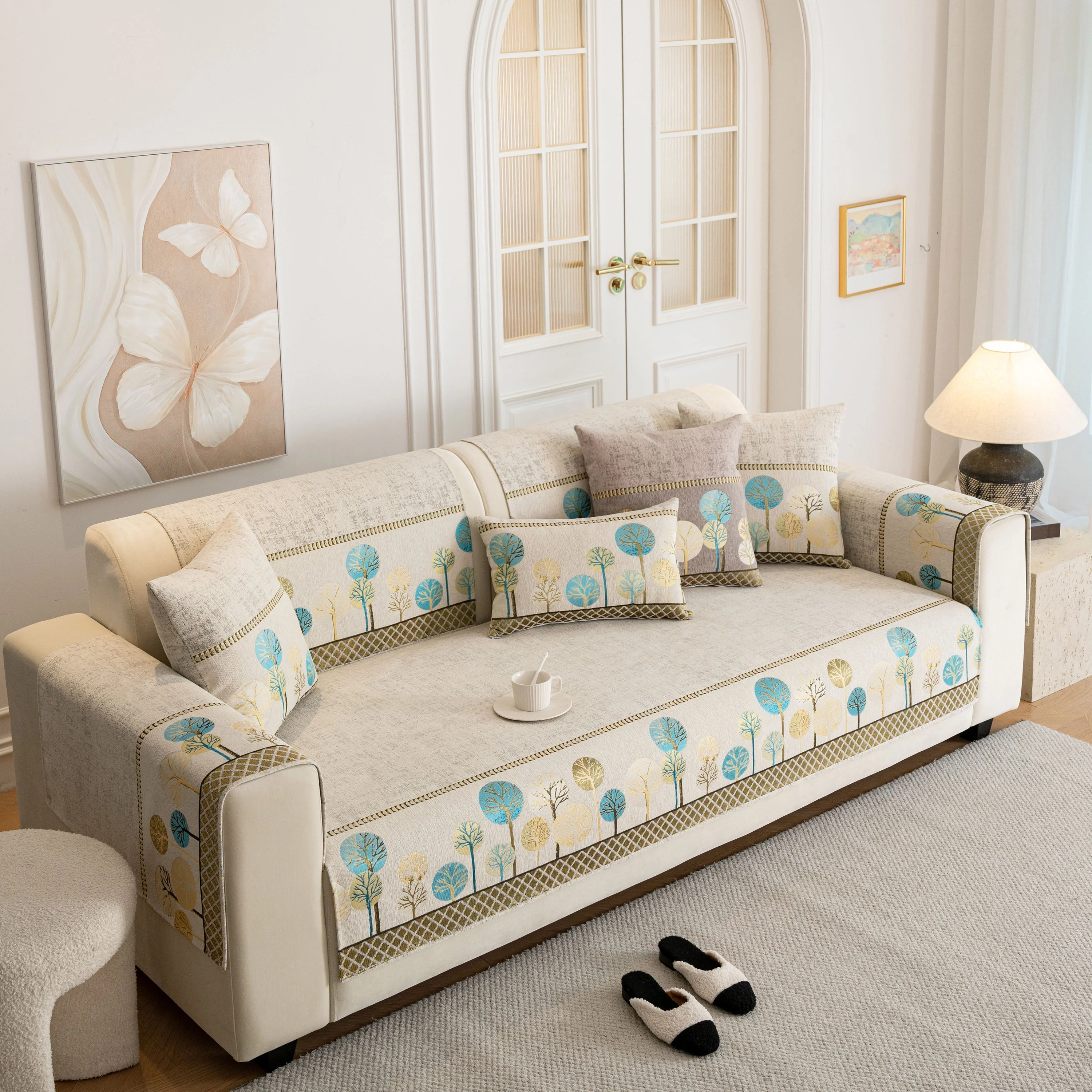 Sofa Cover for Couch, Non-Slip Sectional Couch Cover with Woven Tree Pattern - Image 71