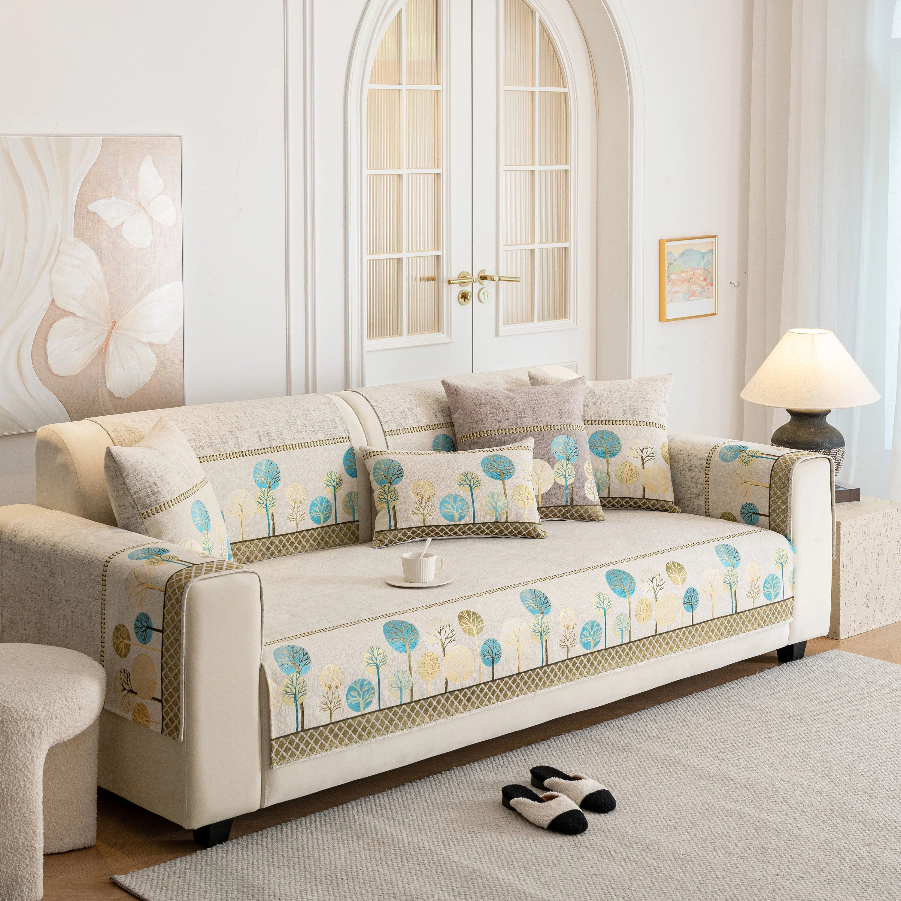 Sofa Cover for Couch, Non-Slip Sectional Couch Cover with Woven Tree Pattern - Image 74