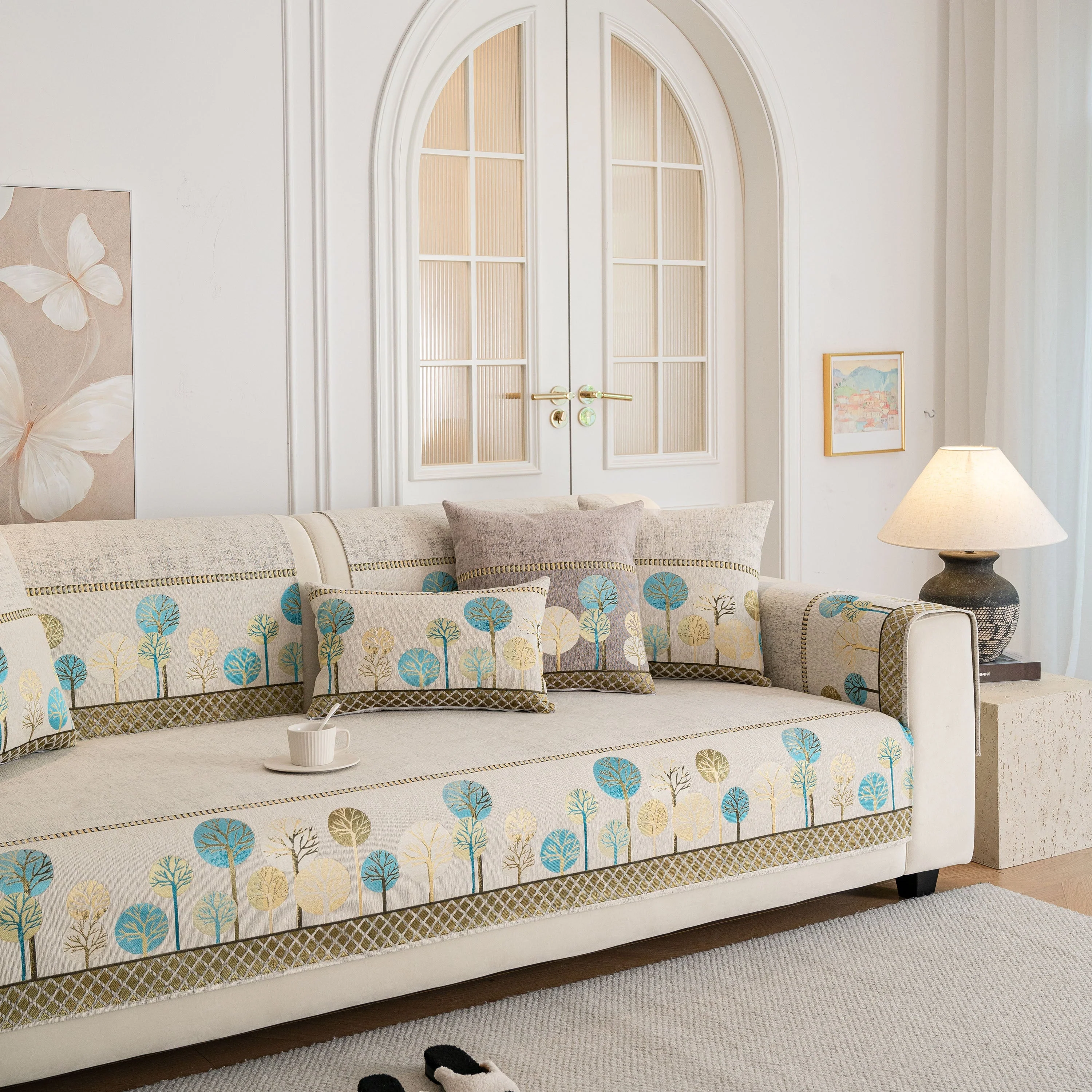 Sofa Cover for Couch, Non-Slip Sectional Couch Cover with Woven Tree Pattern - Image 76
