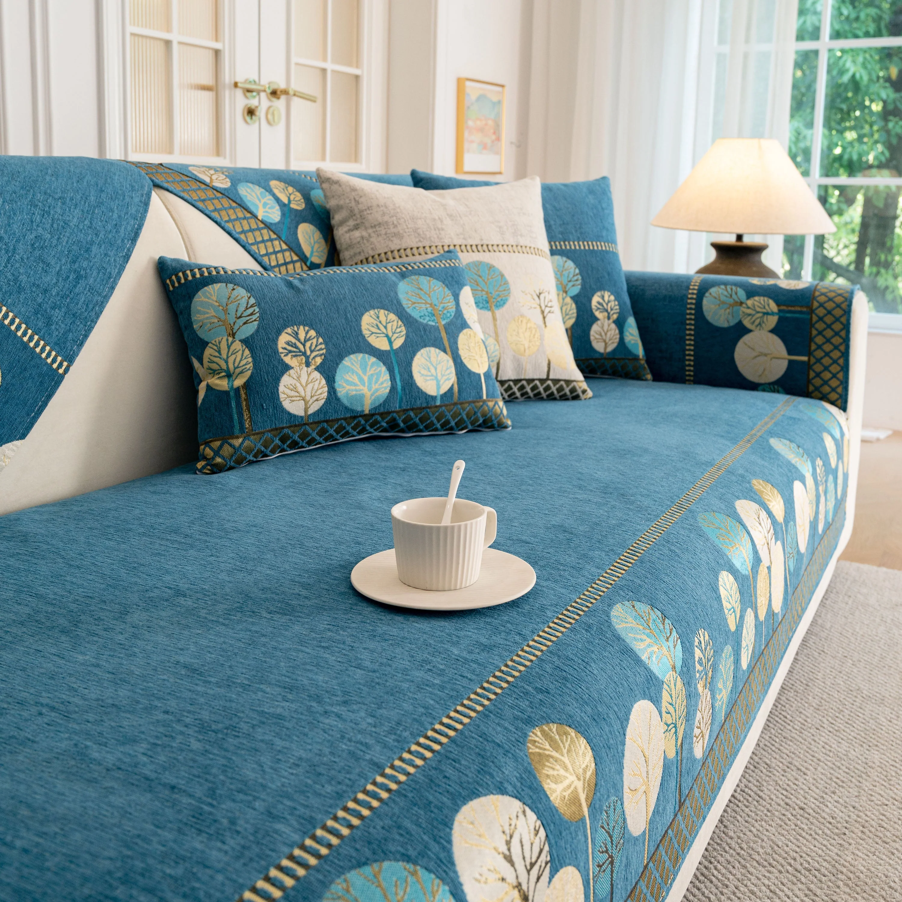 Sofa Cover for Couch, Non-Slip Sectional Couch Cover with Woven Tree Pattern - Image 9