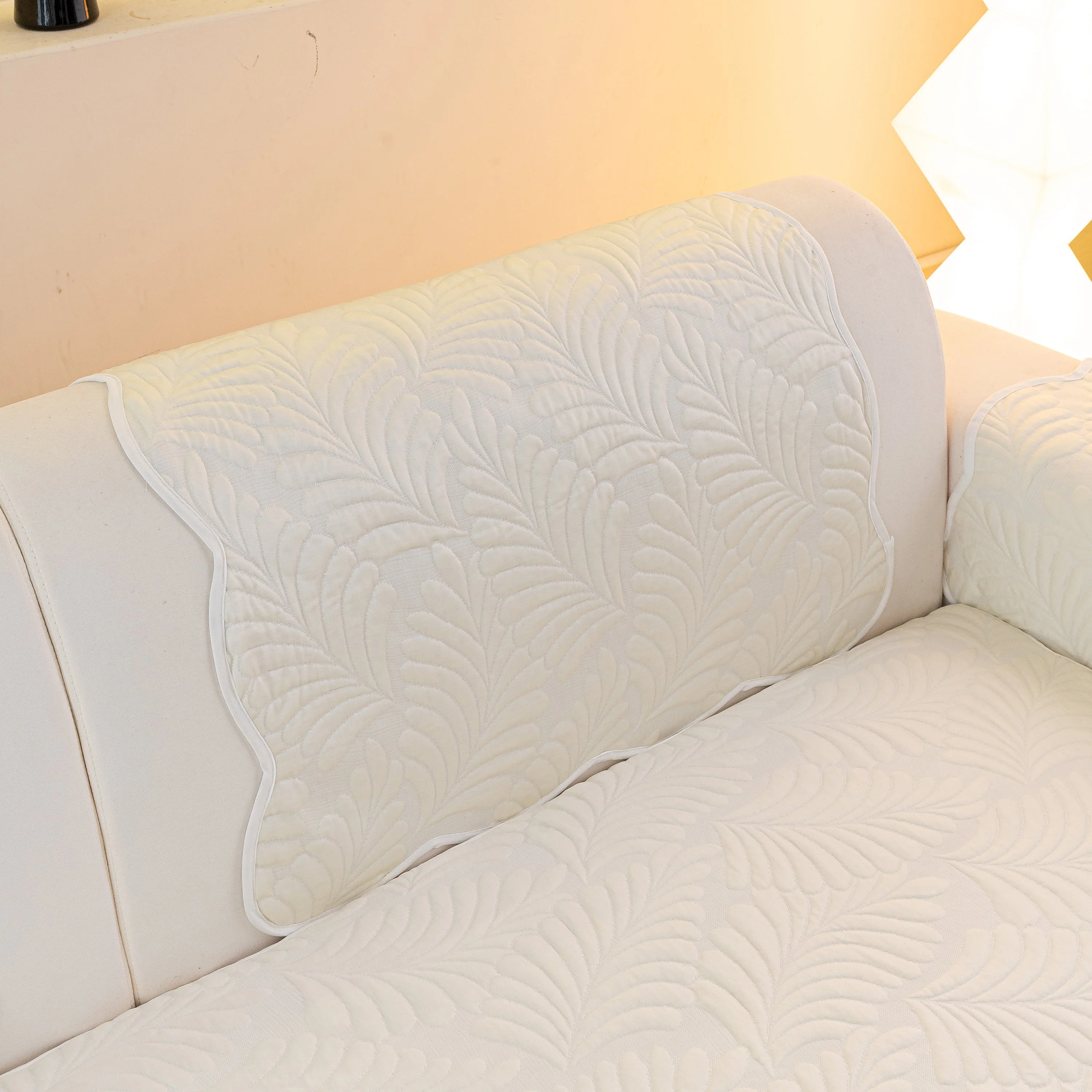 Sofa Cover for Leather & Fabric Couches, 3D Leaf Embossed Quilted Furniture Covers - Image 29