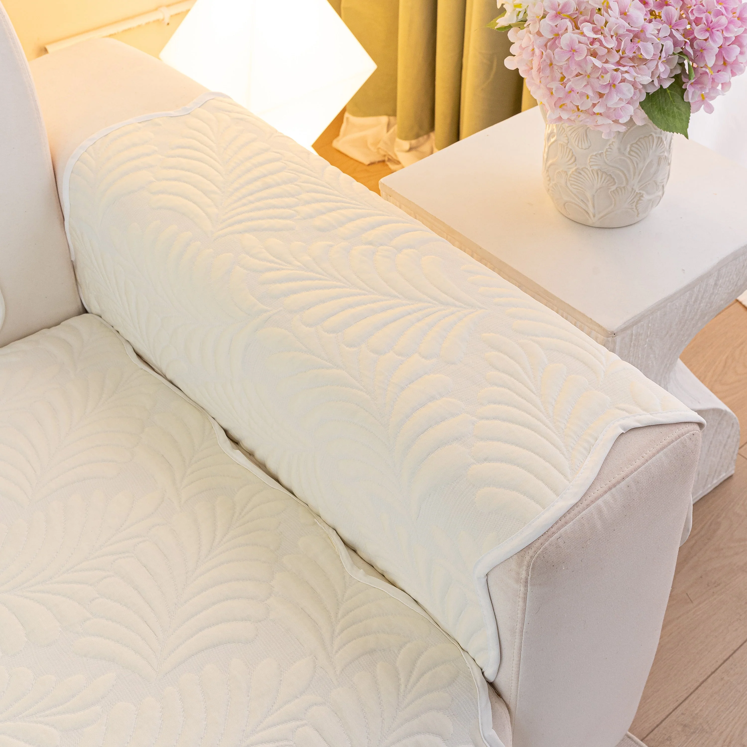 Sofa Cover for Leather & Fabric Couches, 3D Leaf Embossed Quilted Furniture Covers - Image 33