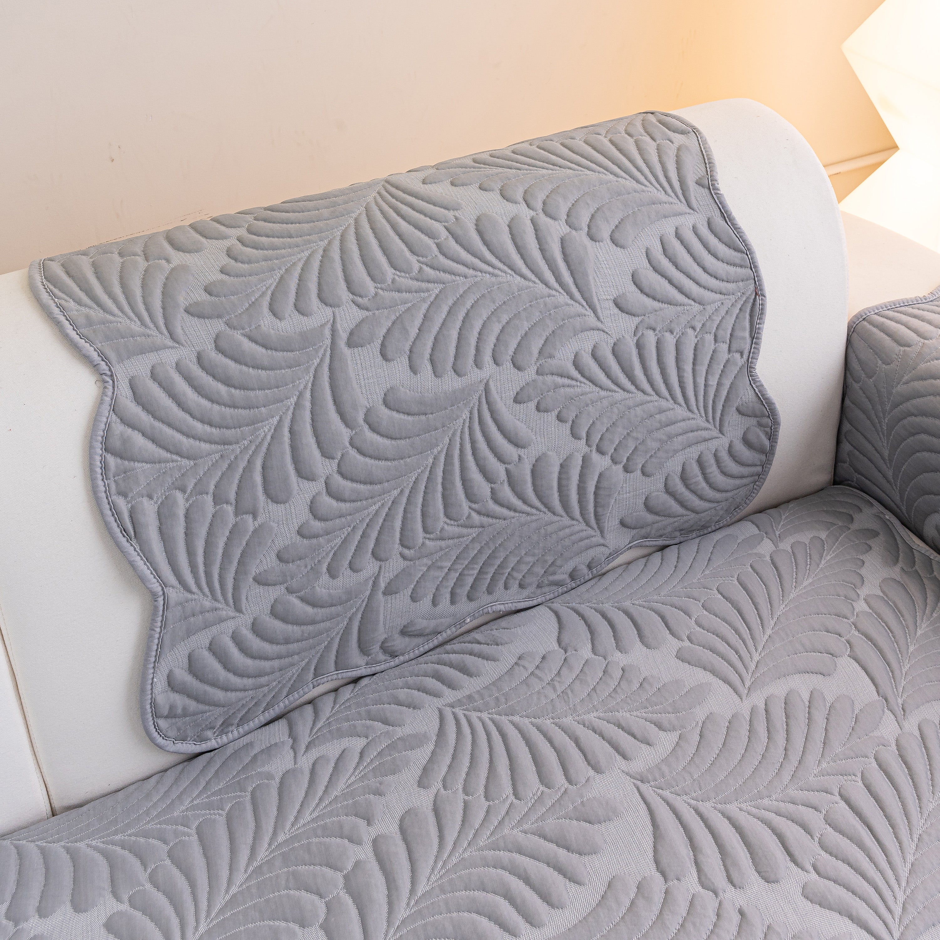 Sofa Cover for Leather & Fabric Couches, 3D Leaf Embossed Quilted Furniture Covers - Image 56