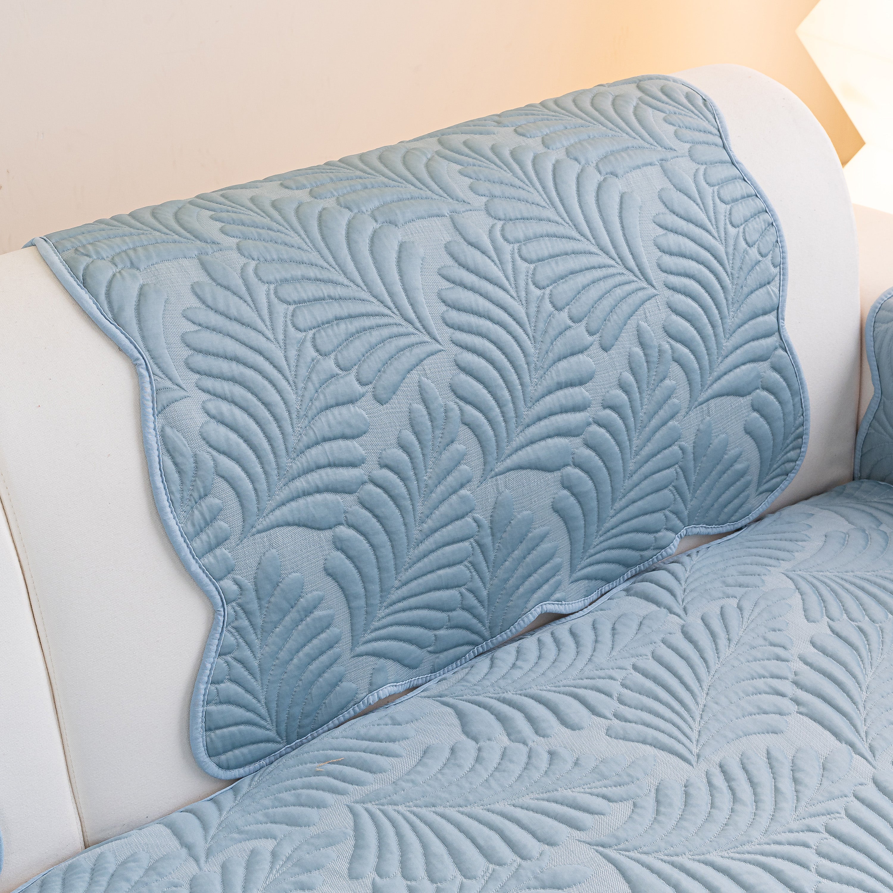 Sofa Cover for Leather & Fabric Couches, 3D Leaf Embossed Quilted Furniture Covers - Image 6
