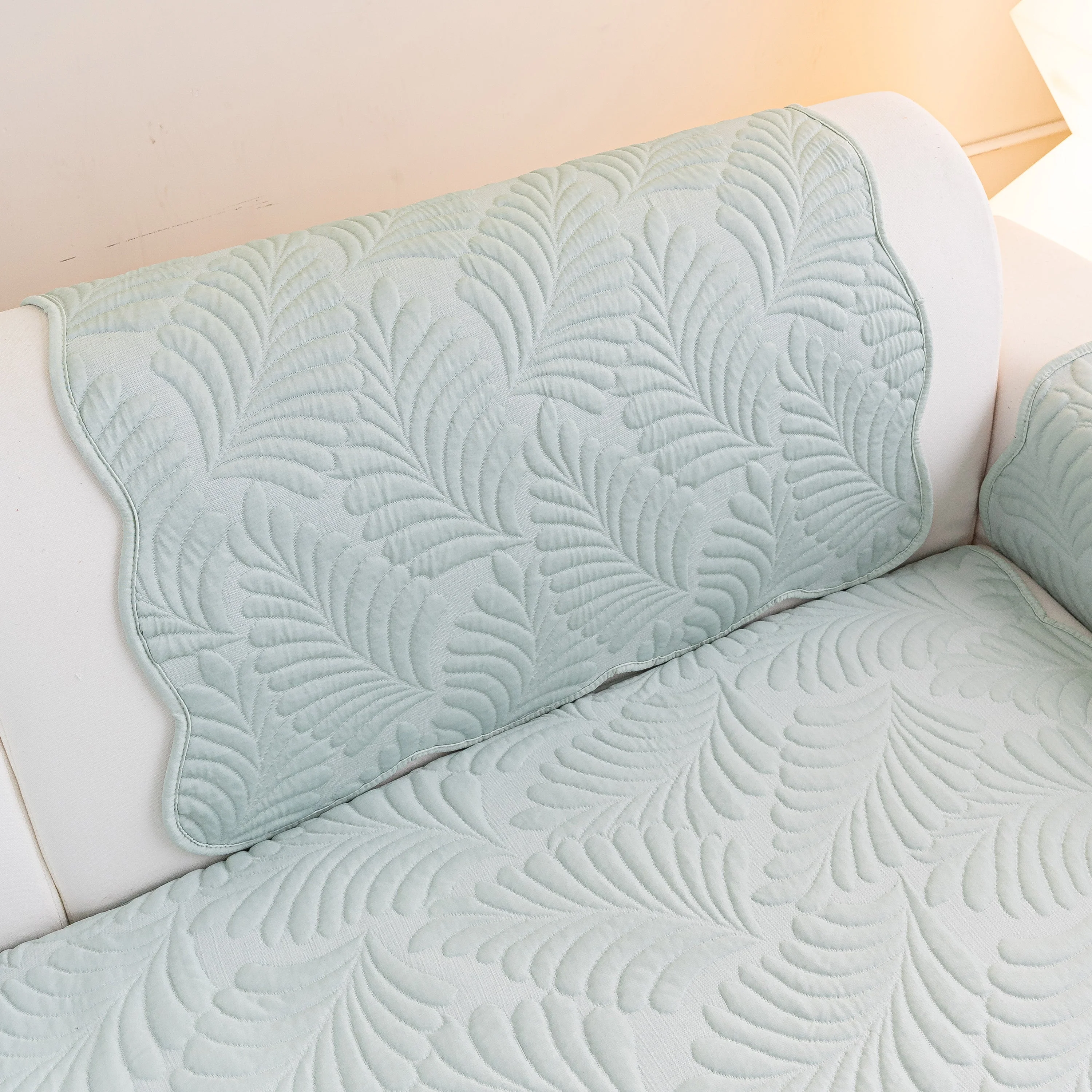 Sofa Cover for Leather & Fabric Couches, 3D Leaf Embossed Quilted Furniture Covers - Image 71