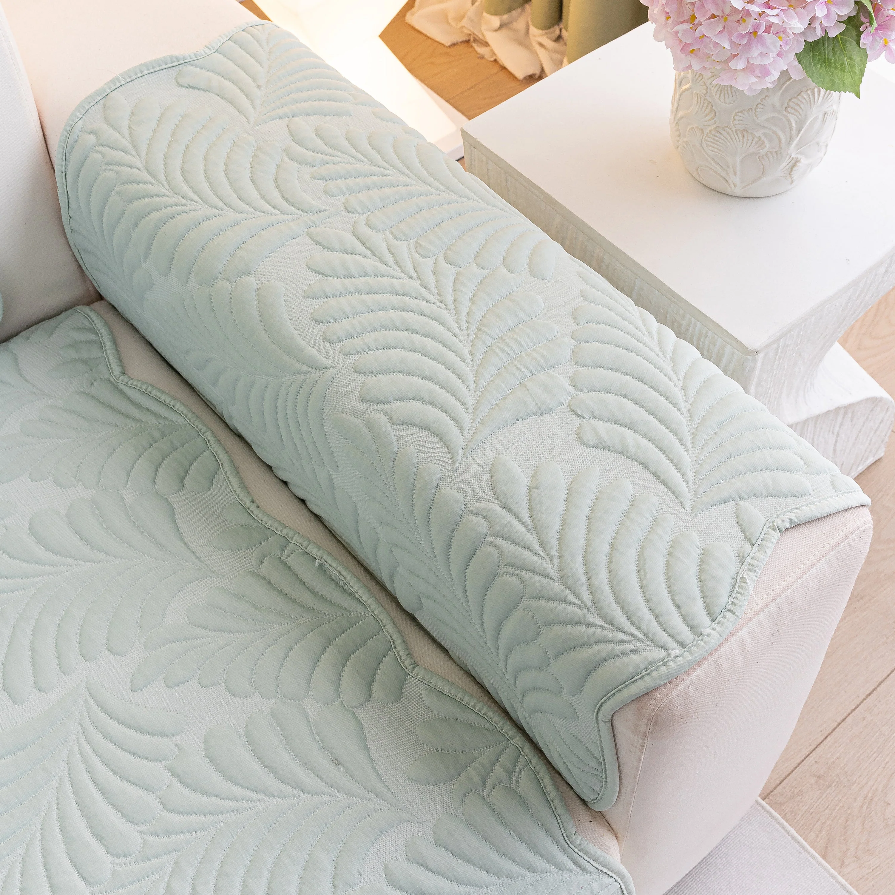 Sofa Cover for Leather & Fabric Couches, 3D Leaf Embossed Quilted Furniture Covers - Image 73