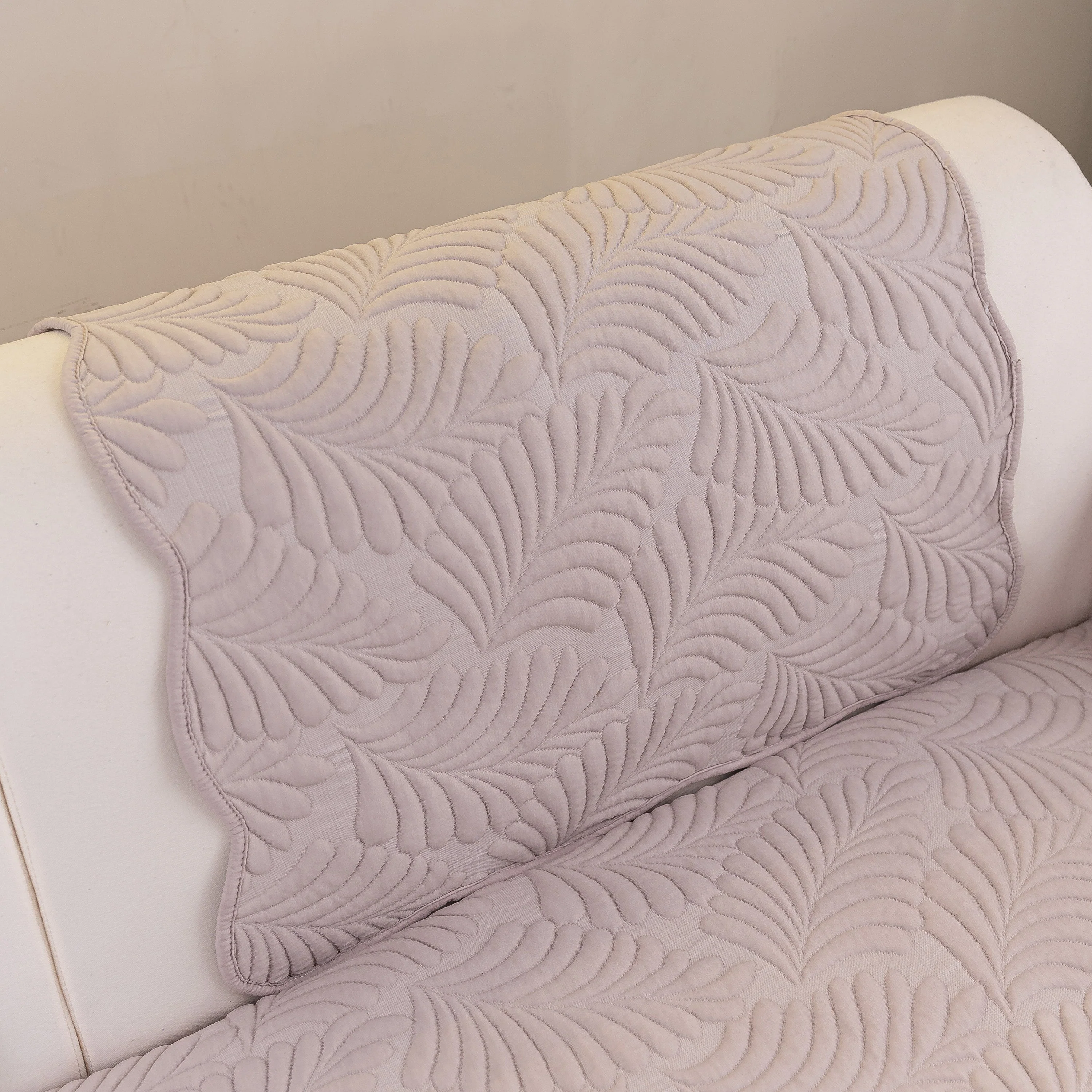 Sofa Cover for Leather & Fabric Couches, 3D Leaf Embossed Quilted Furniture Covers - Image 93