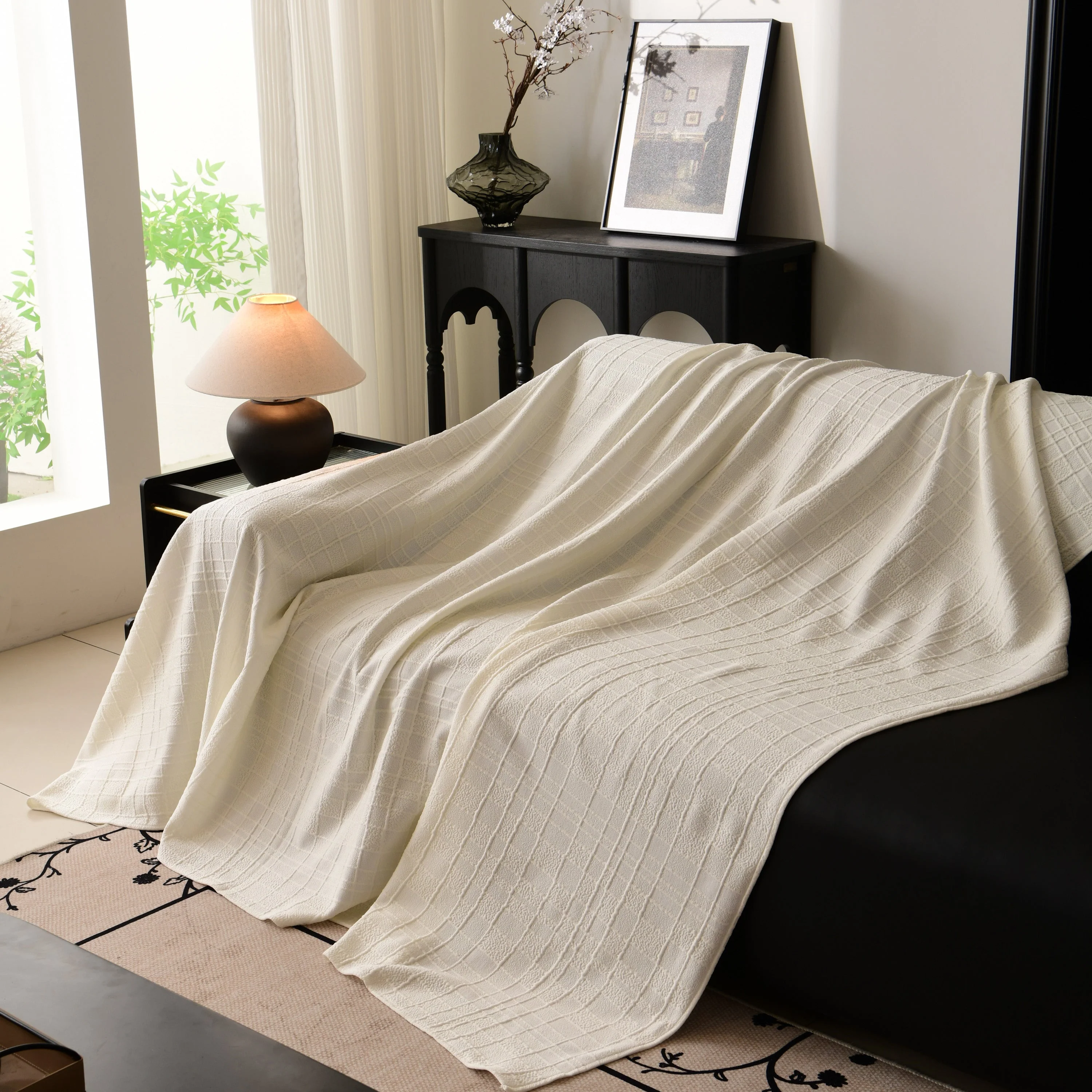 Sofa Cover Throw with Subtle Textured Stripes Lightweight Smooth Couch Slipcover - Image 41
