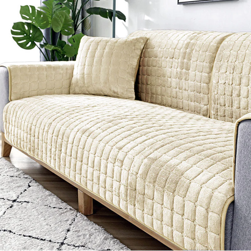 Sofa Cushion Plush Winter Thick Non-Slip Sofa Cushion Sofa Towel Flannel Cushion Universal Sofa Decoration Cover - Image 2