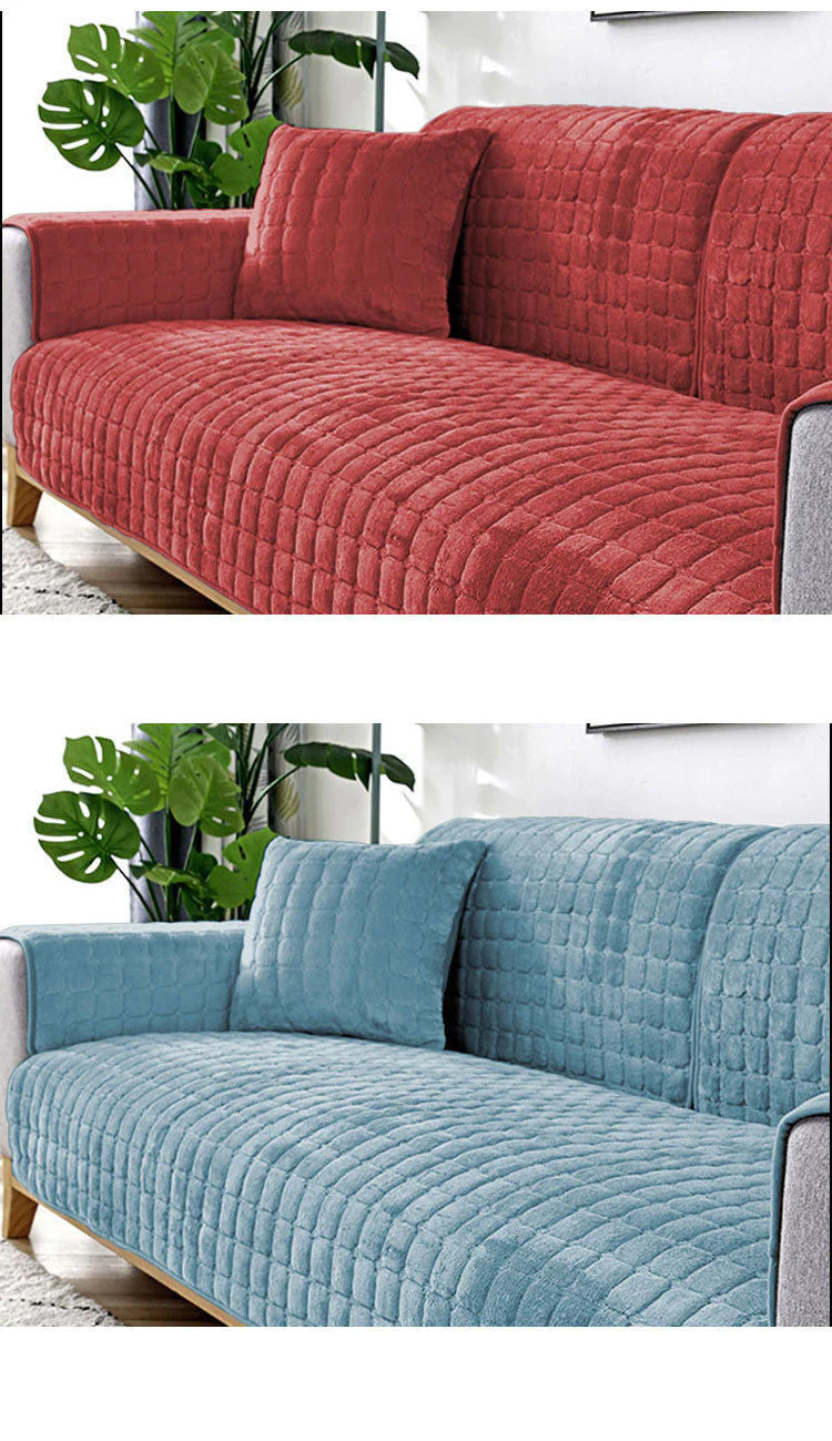 Sofa Cushion Plush Winter Thick Non-Slip Sofa Cushion Sofa Towel Flannel Cushion Universal Sofa Decoration Cover - Image 6