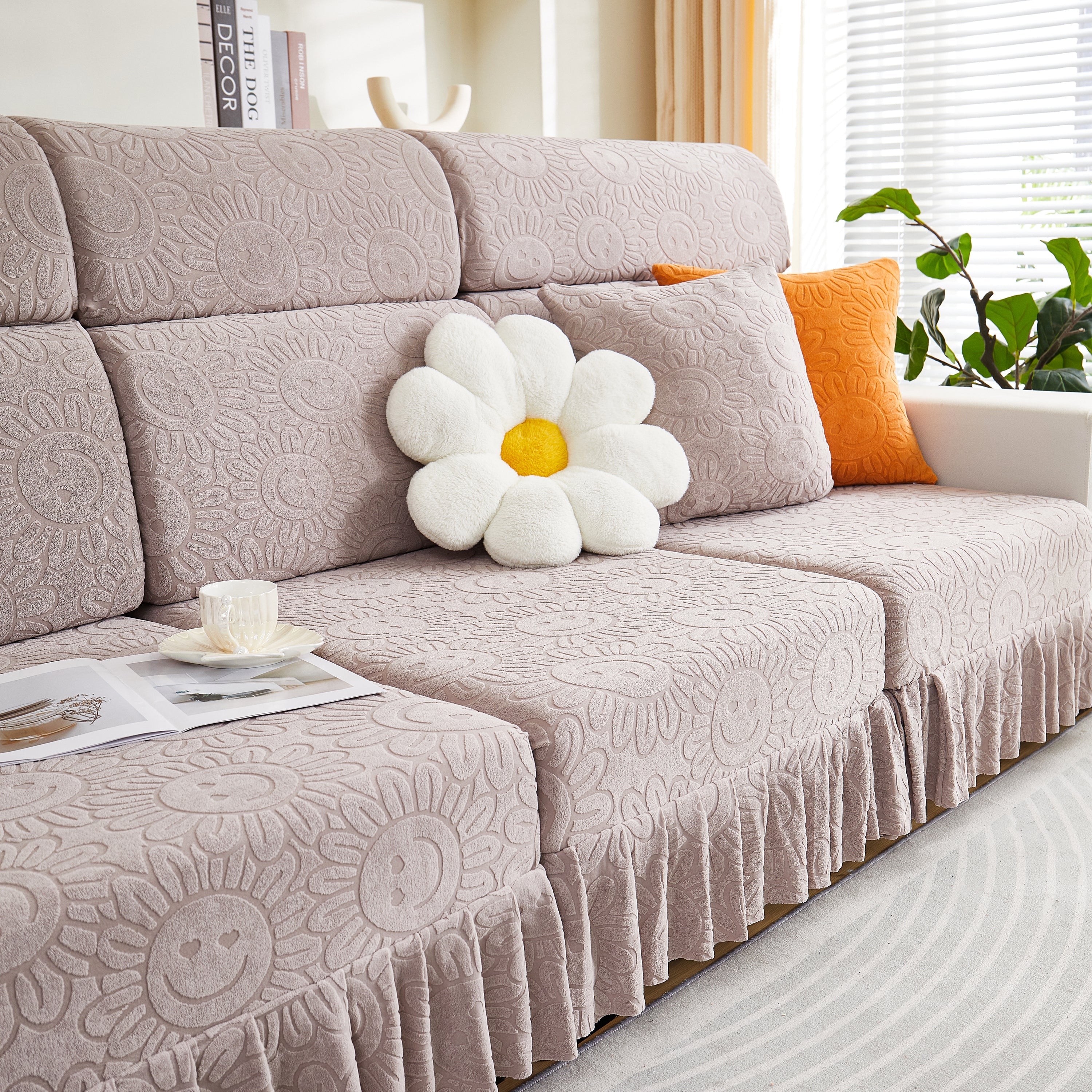 Sofa Seat Cover, Sunflower Patterned Elastic Skirted Couch Cushion Covers for 1/2/3/4-Seater Sofas - Image 39