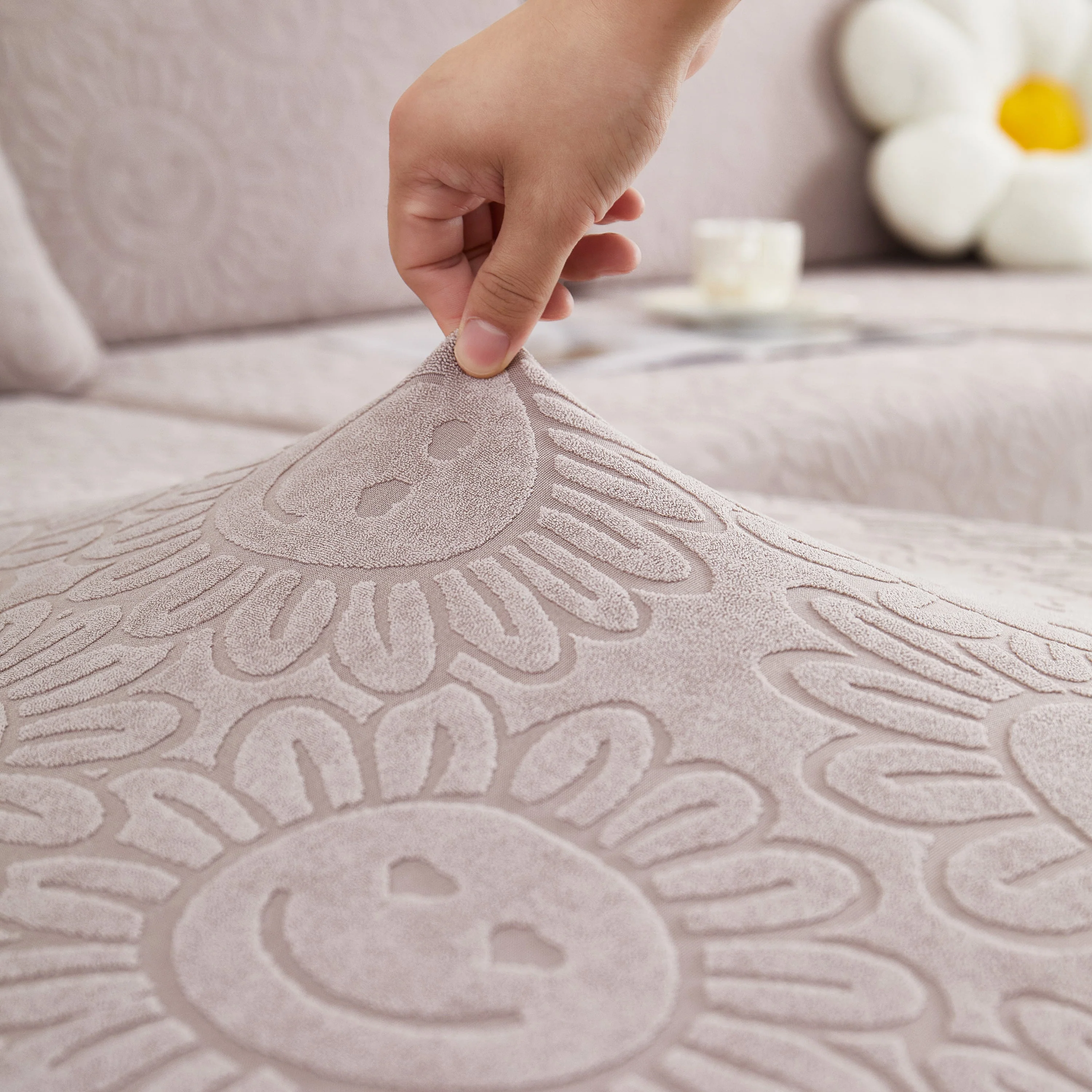 Sofa Seat Cover, Sunflower Patterned Elastic Skirted Couch Cushion Covers for 1/2/3/4-Seater Sofas - Image 41