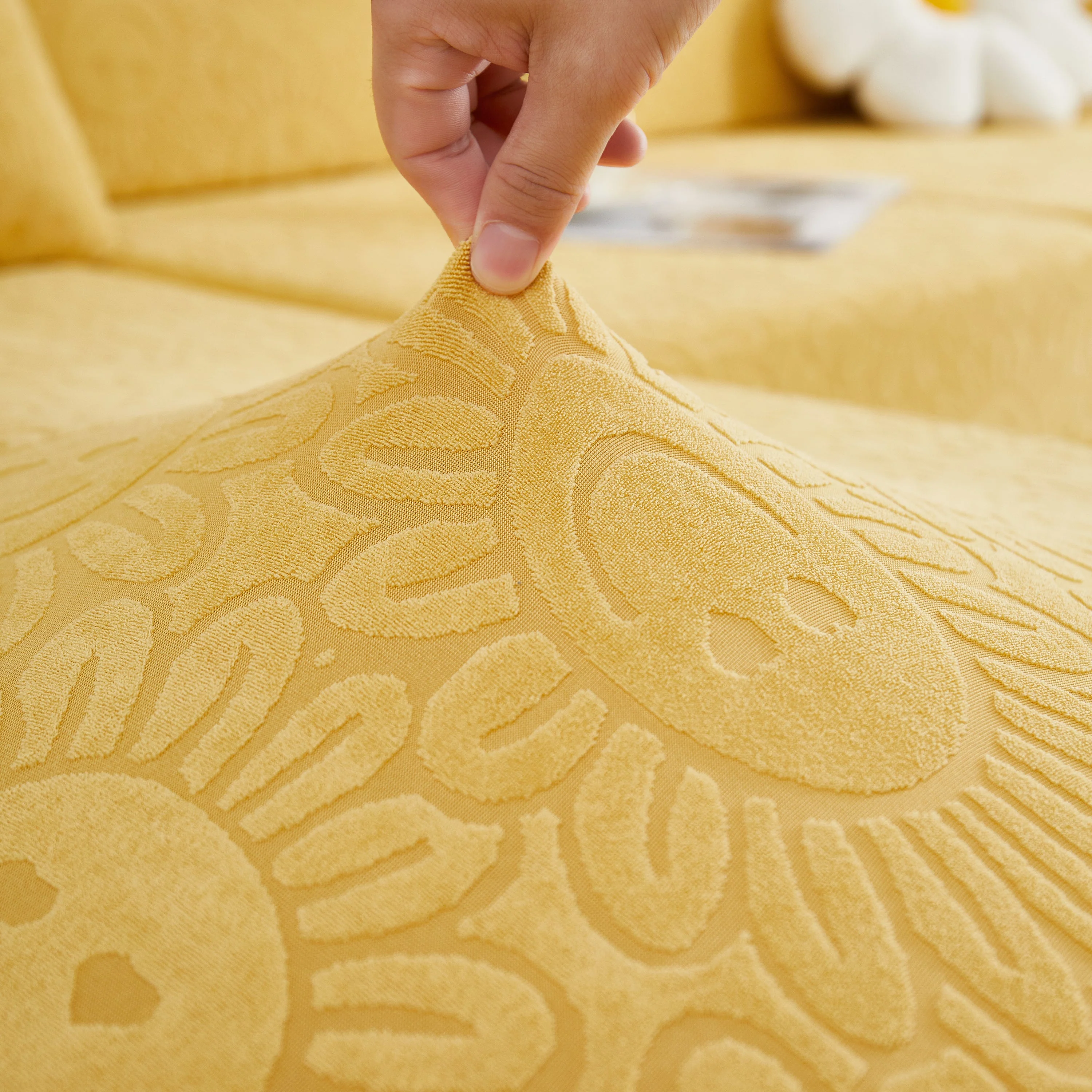 Sofa Seat Cover, Sunflower Patterned Elastic Skirted Couch Cushion Covers for 1/2/3/4-Seater Sofas - Image 63