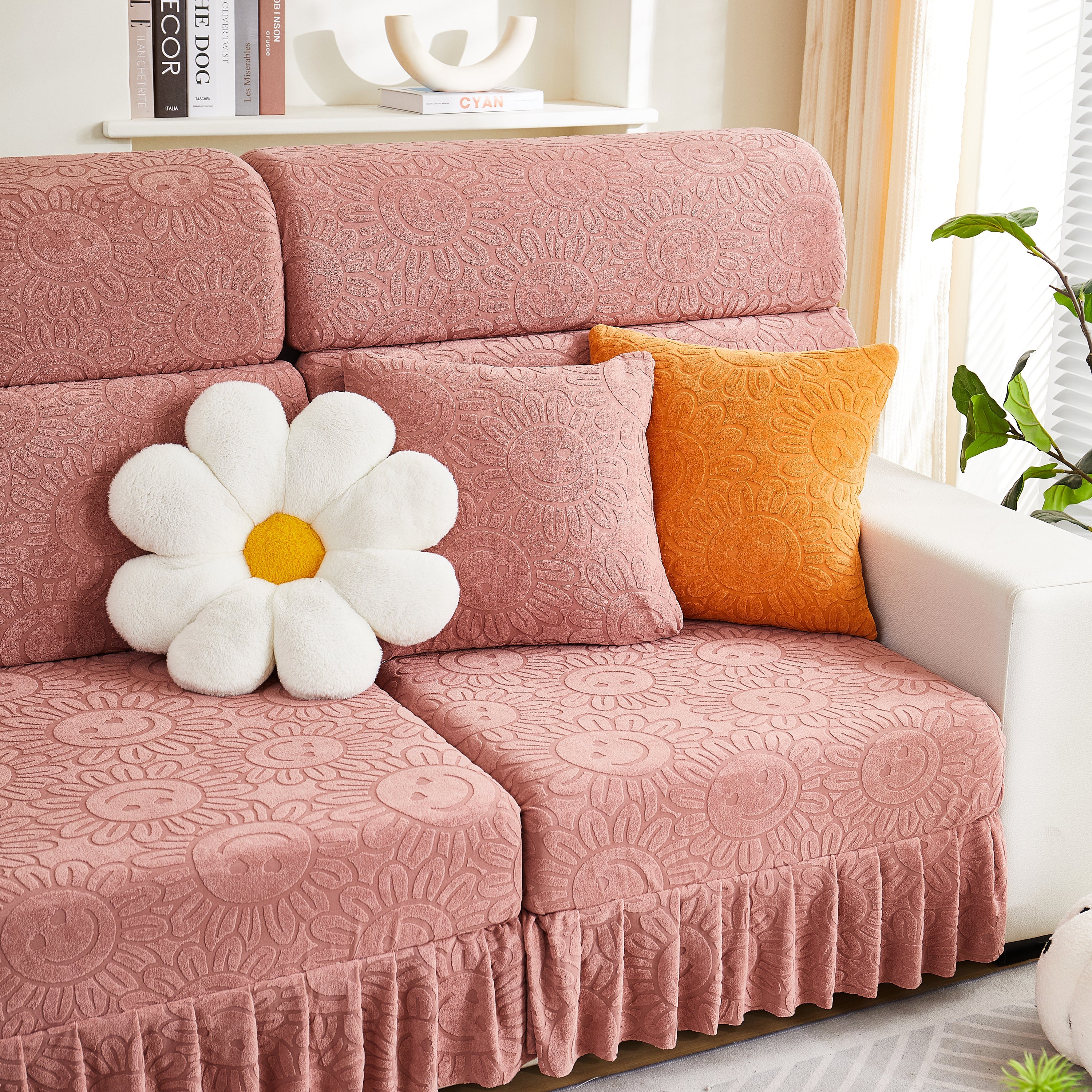 Sofa Seat Cover, Sunflower Patterned Elastic Skirted Couch Cushion Covers for 1/2/3/4-Seater Sofas - Image 8