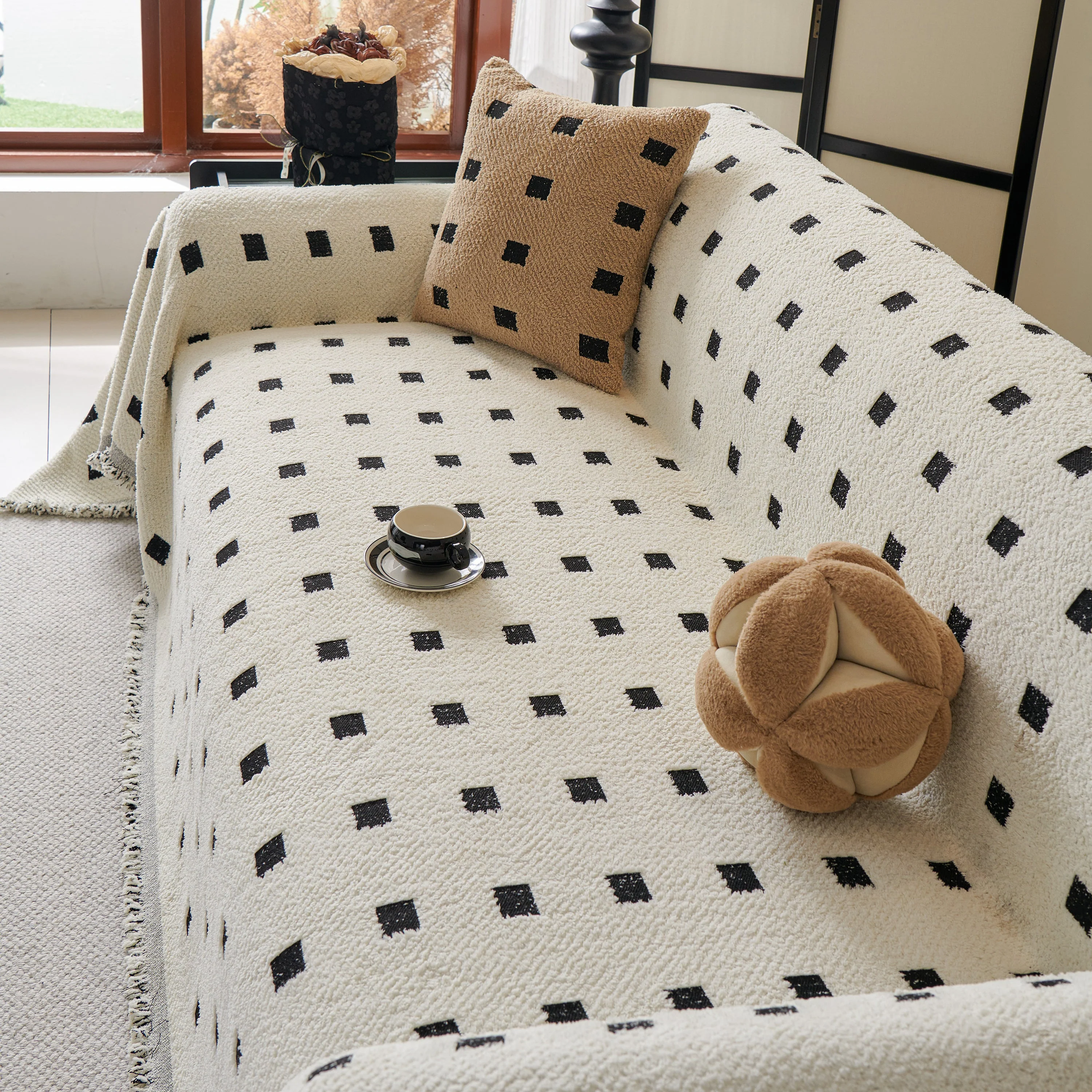 Sofa Throw Blanket with Woven Geometric Pattern & Tassels, Soft & Thick Couch Cover - Image 23