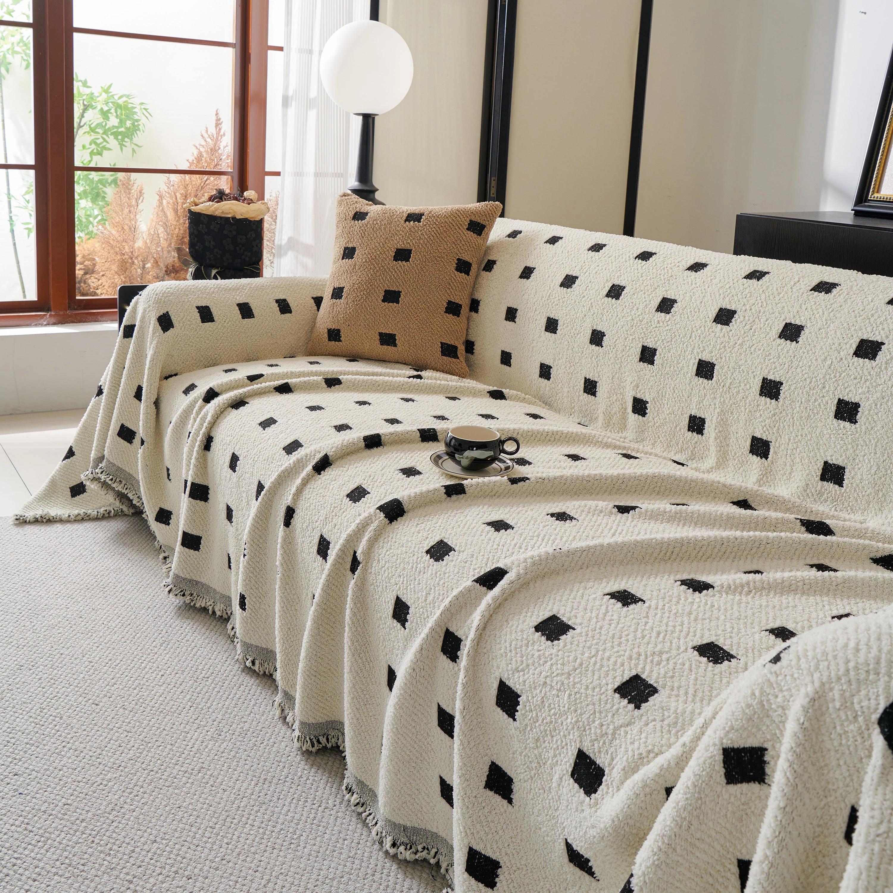 Sofa Throw Blanket with Woven Geometric Pattern & Tassels, Soft & Thick Couch Cover - Image 8