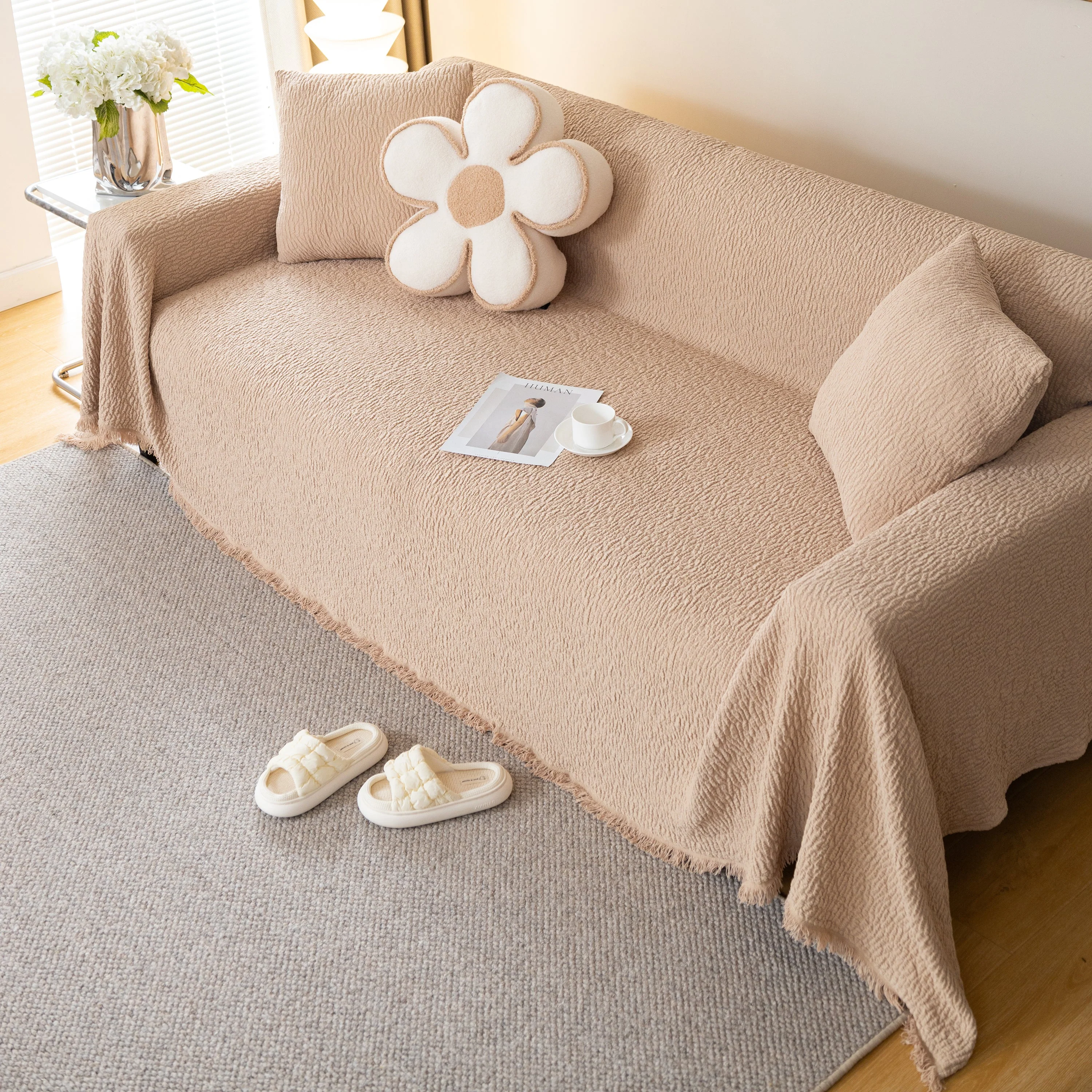 Sofa Throw Covers L-Shape Sectional Couch Cover for Dogs Cats Furniture Protector - Image 13