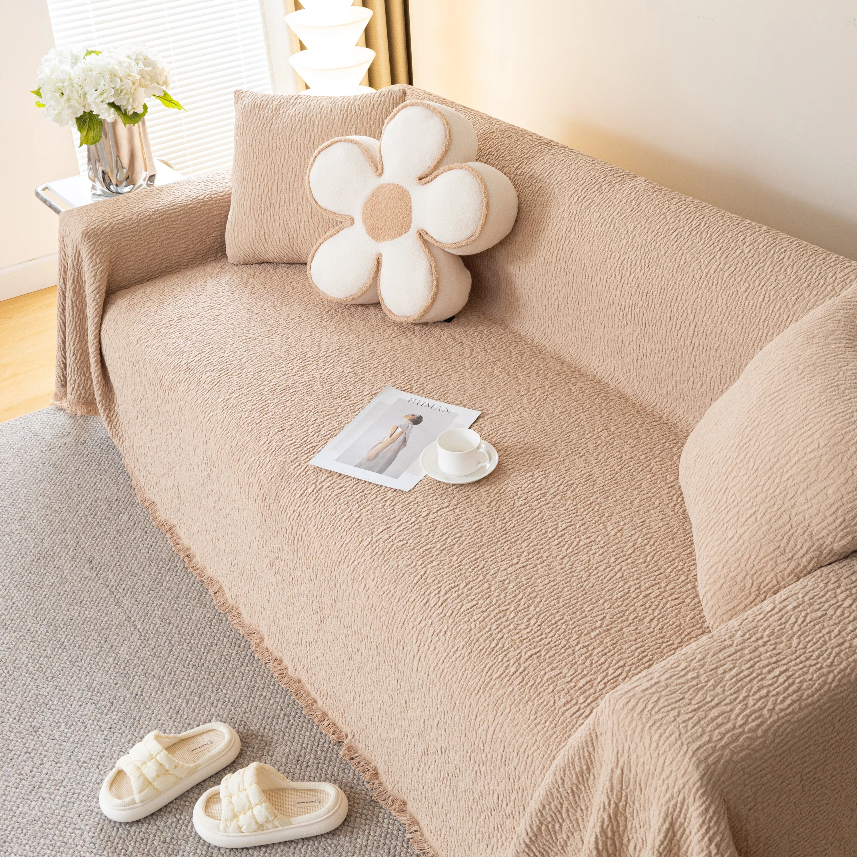 Sofa Throw Covers L-Shape Sectional Couch Cover for Dogs Cats Furniture Protector - Image 16