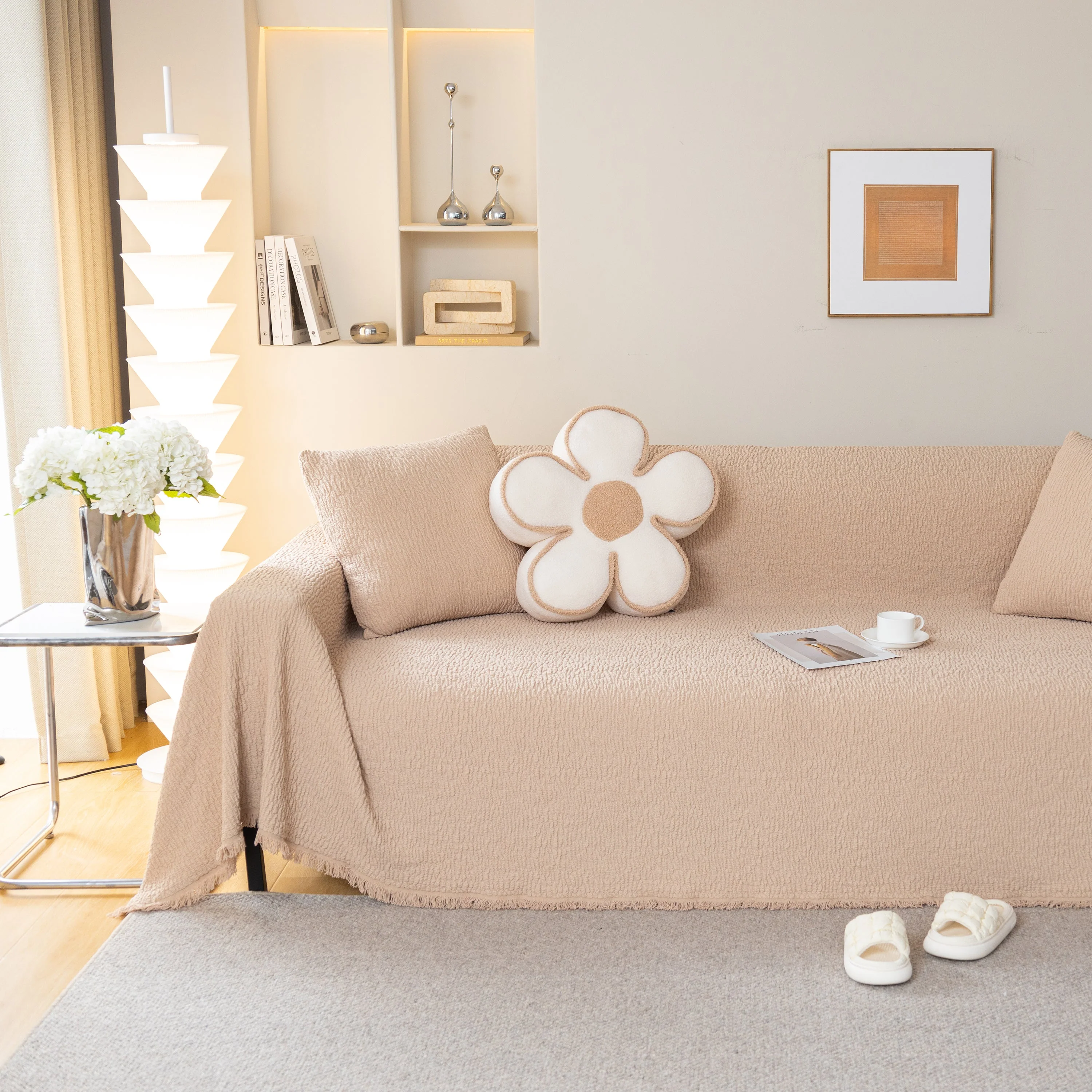 Sofa Throw Covers L-Shape Sectional Couch Cover for Dogs Cats Furniture Protector - Image 2