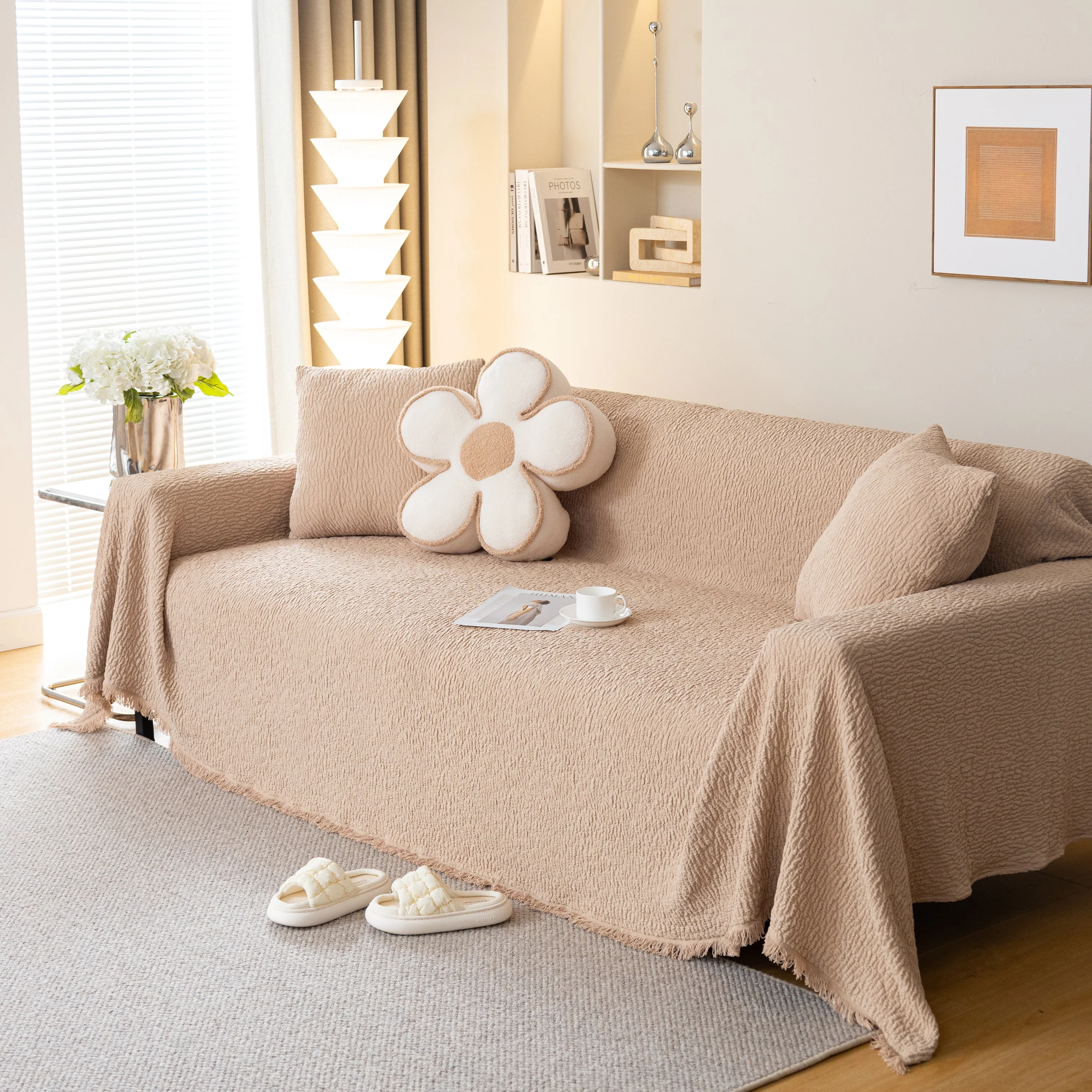 Sofa Throw Covers L-Shape Sectional Couch Cover for Dogs Cats Furniture Protector - Image 8