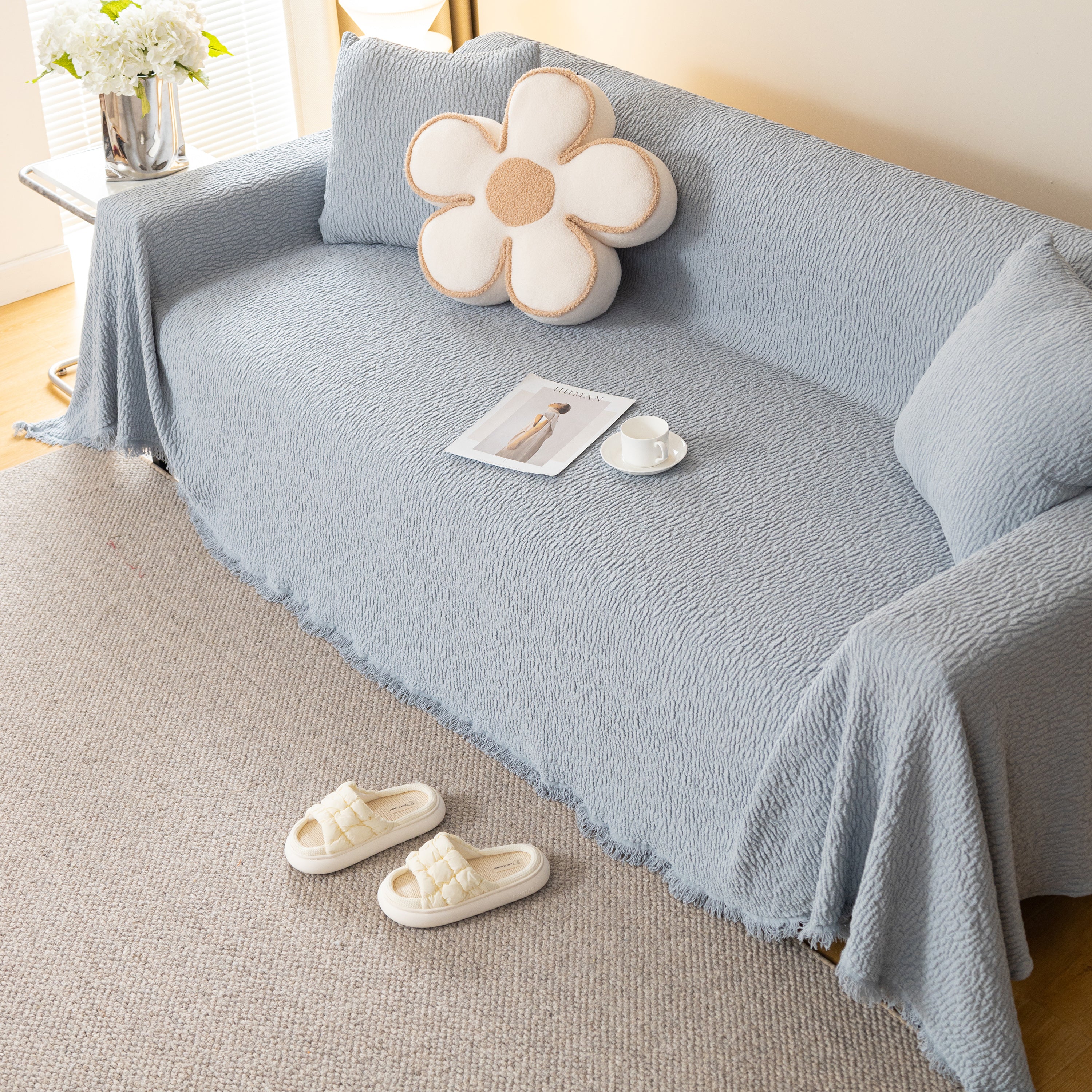 Sofa Throw Covers L-Shape Sectional Couch Cover for Dogs Cats Furniture Protector - Image 92