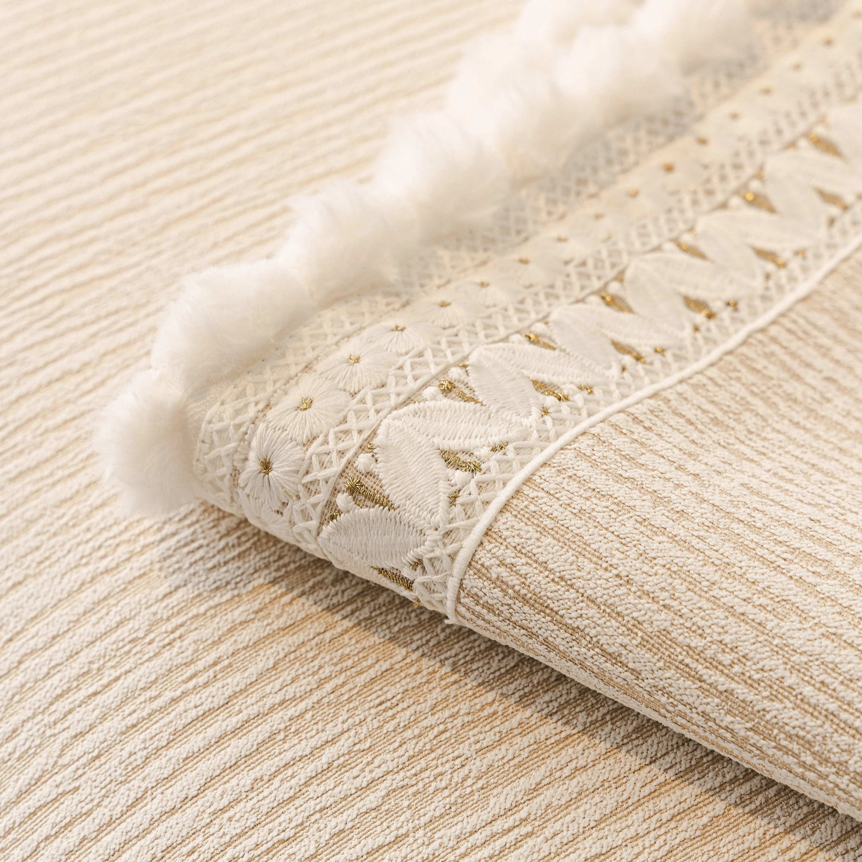 Soft Chenille Sectional Sofa Cover with Pom Pom Trim – Non-Slip Couch Protector - Image 32