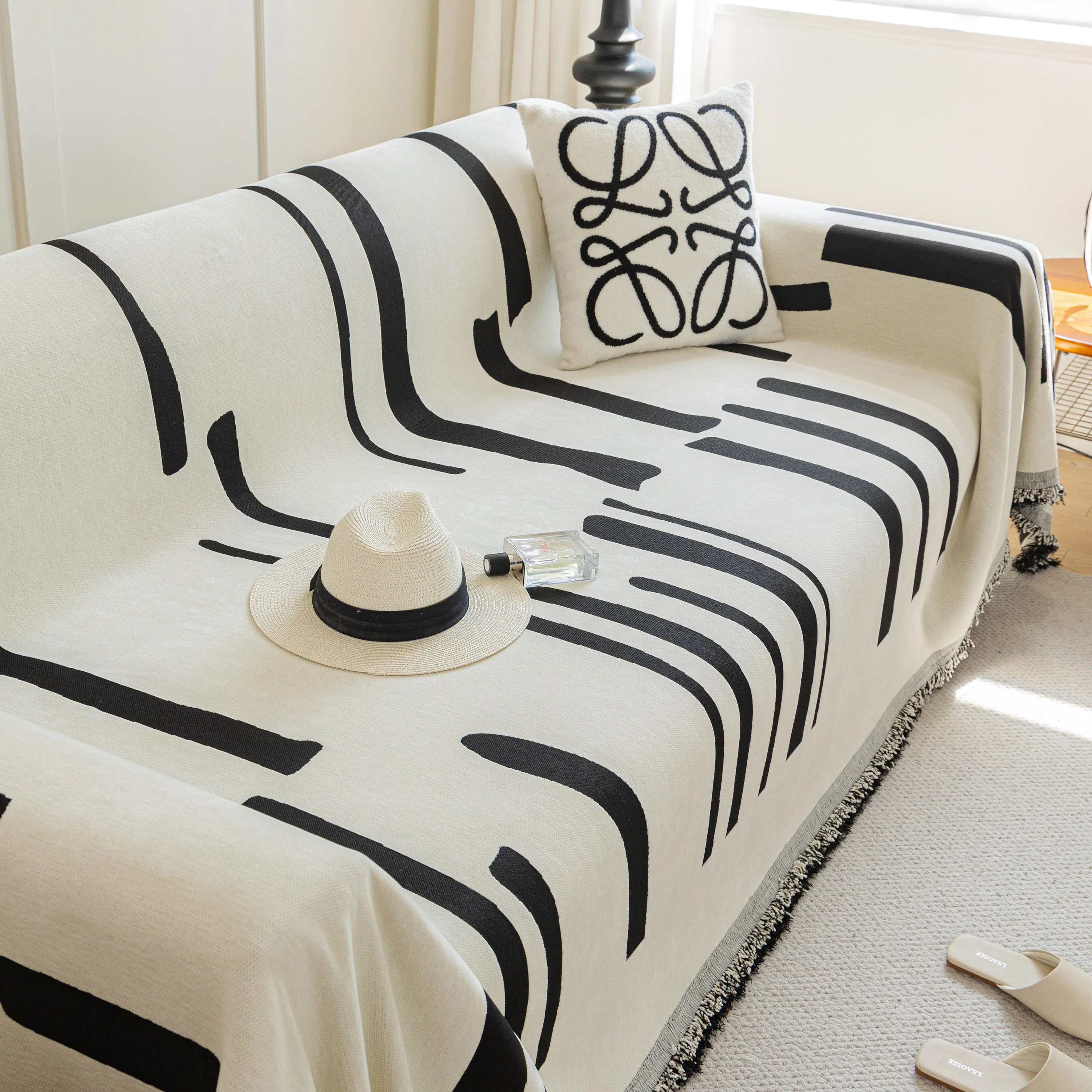 Soft Cozy Chenille Throw Cover for Couch with Tassel Accents, Dustproof Soft Throws for Sofa - Image 10