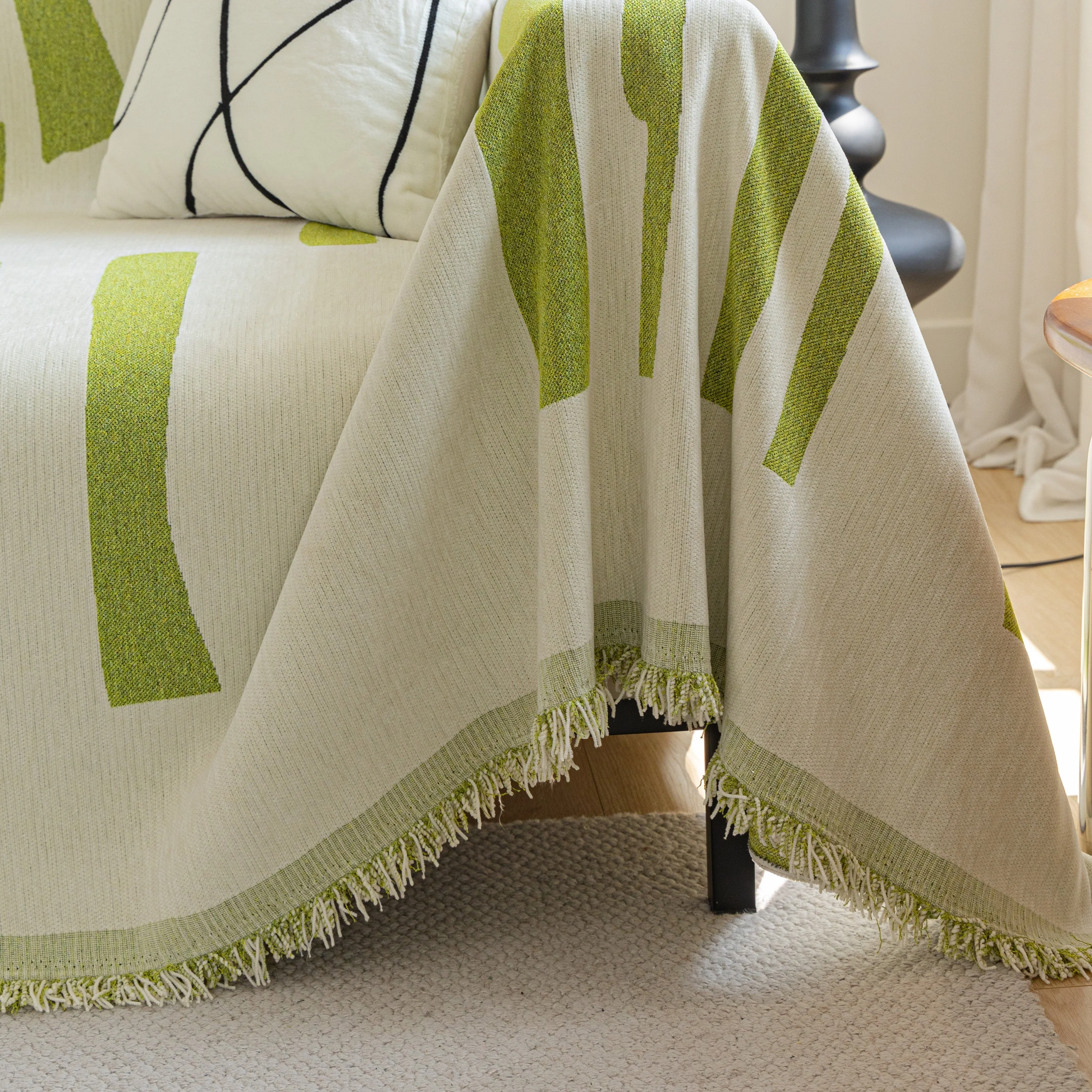 Soft Cozy Chenille Throw Cover for Couch with Tassel Accents, Dustproof Soft Throws for Sofa - Image 100