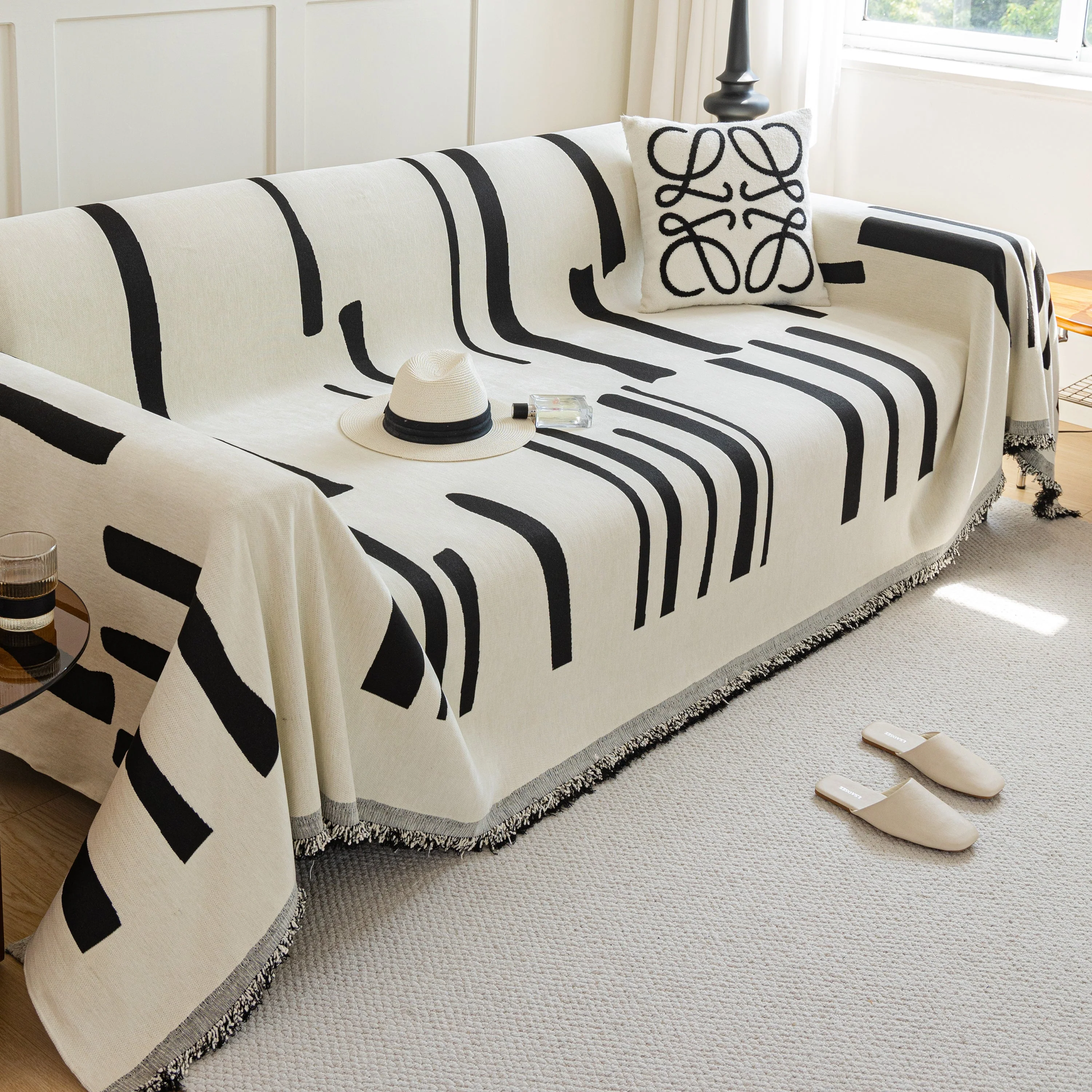 Soft Cozy Chenille Throw Cover for Couch with Tassel Accents, Dustproof Soft Throws for Sofa - Image 16